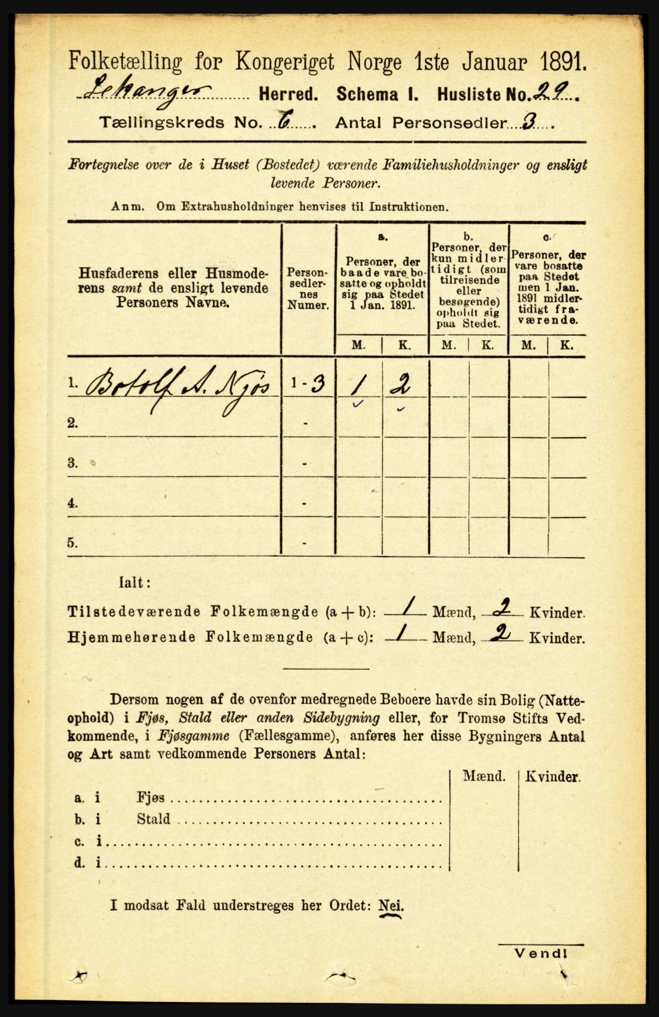 RA, 1891 census for 1419 Leikanger, 1891, p. 1112