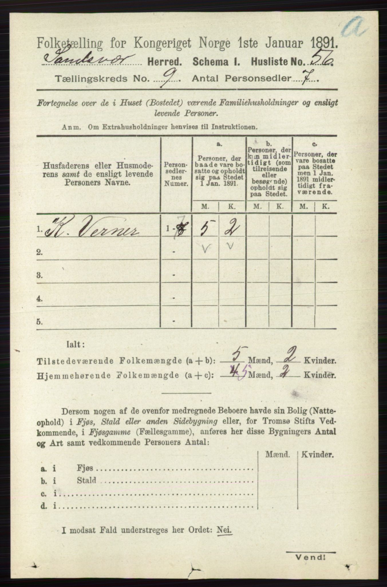 RA, 1891 census for 0629 Sandsvær, 1891, p. 4418