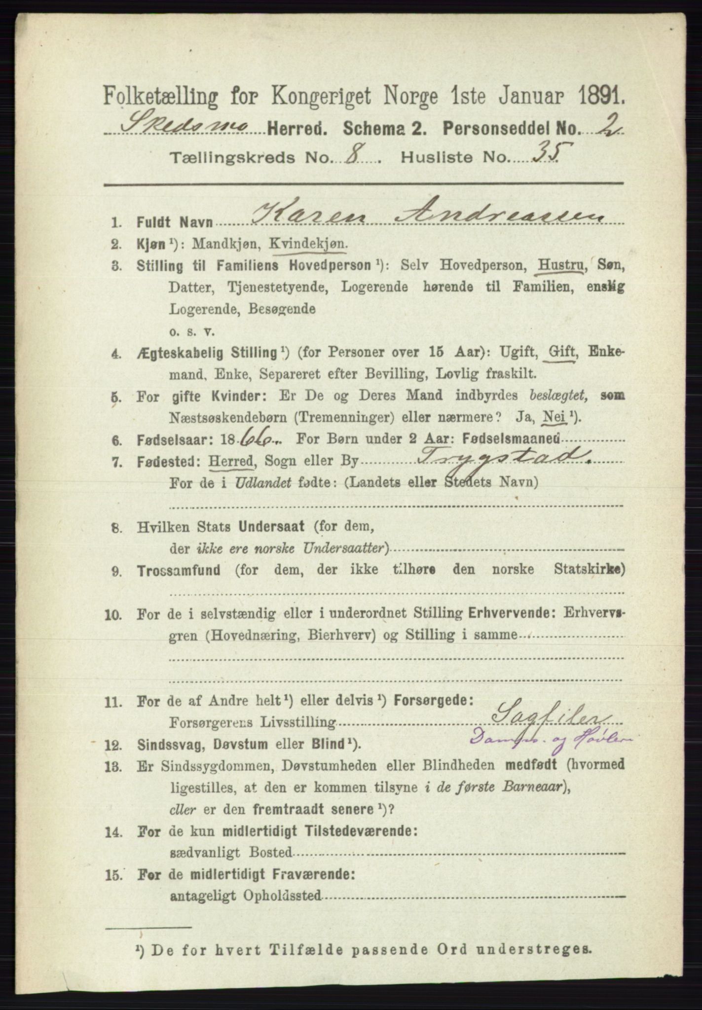 RA, 1891 census for 0231 Skedsmo, 1891, p. 4325