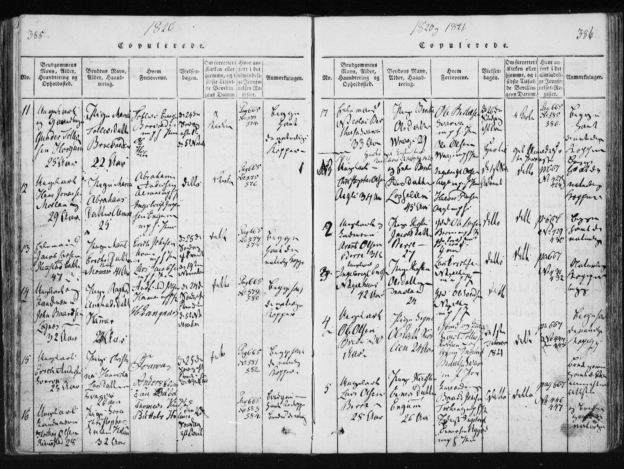 Ministerialprotokoller, klokkerbøker og fødselsregistre - Nord-Trøndelag, SAT/A-1458/749/L0469: Parish register (official) no. 749A03, 1817-1857, p. 385-386