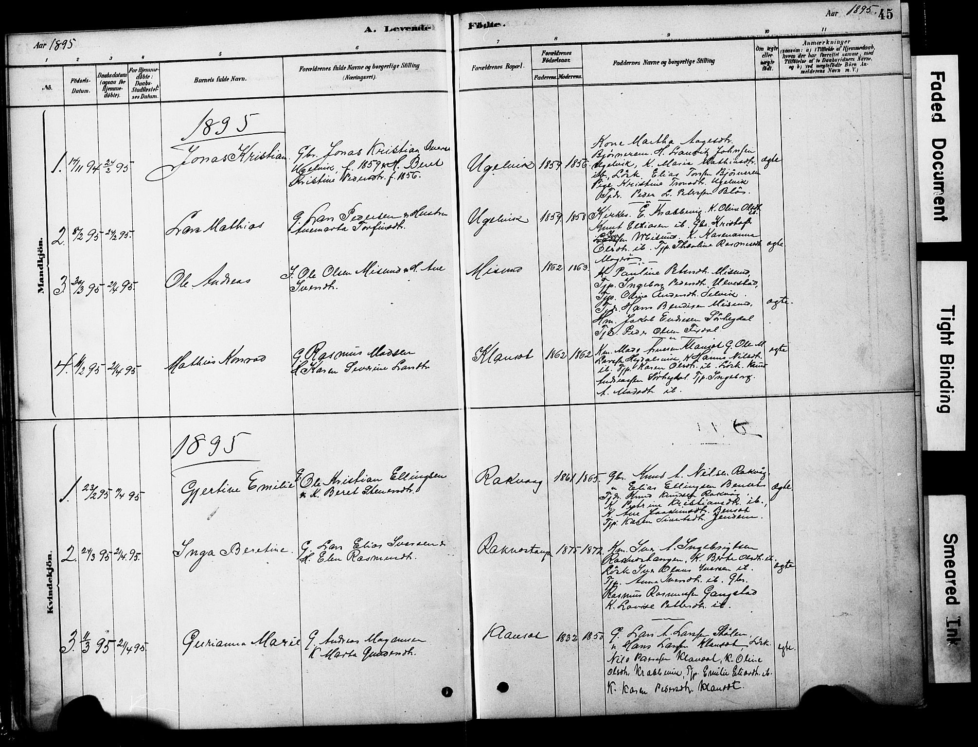 Ministerialprotokoller, klokkerbøker og fødselsregistre - Møre og Romsdal, AV/SAT-A-1454/563/L0736: Parish register (official) no. 563A01, 1878-1903, p. 45