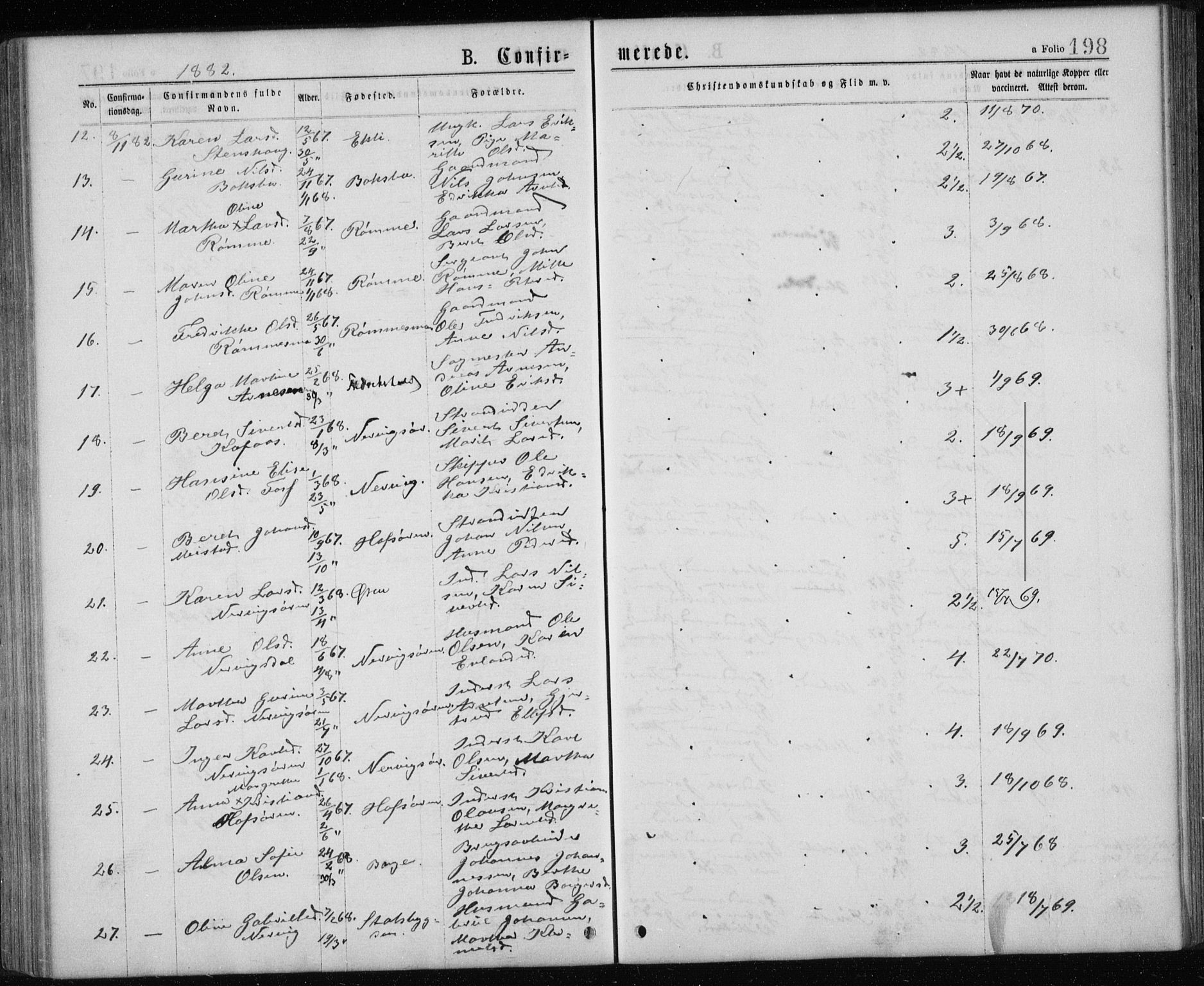 Ministerialprotokoller, klokkerbøker og fødselsregistre - Sør-Trøndelag, AV/SAT-A-1456/668/L0817: Parish register (copy) no. 668C06, 1873-1884, p. 198