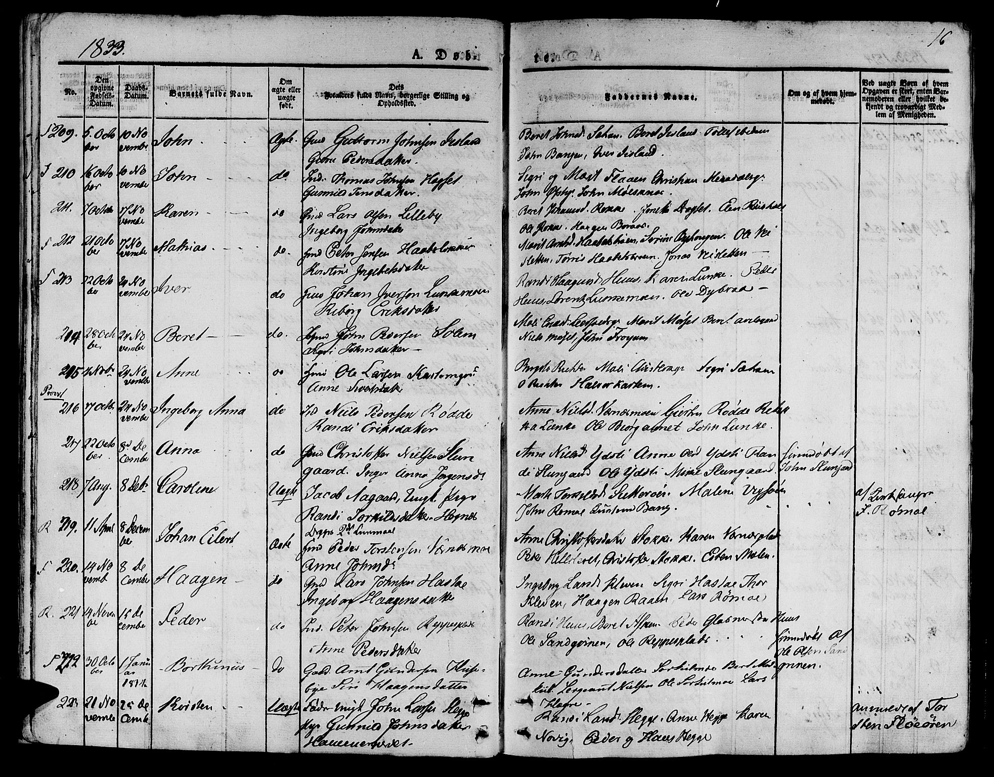 Ministerialprotokoller, klokkerbøker og fødselsregistre - Nord-Trøndelag, SAT/A-1458/709/L0071: Parish register (official) no. 709A11, 1833-1844, p. 16