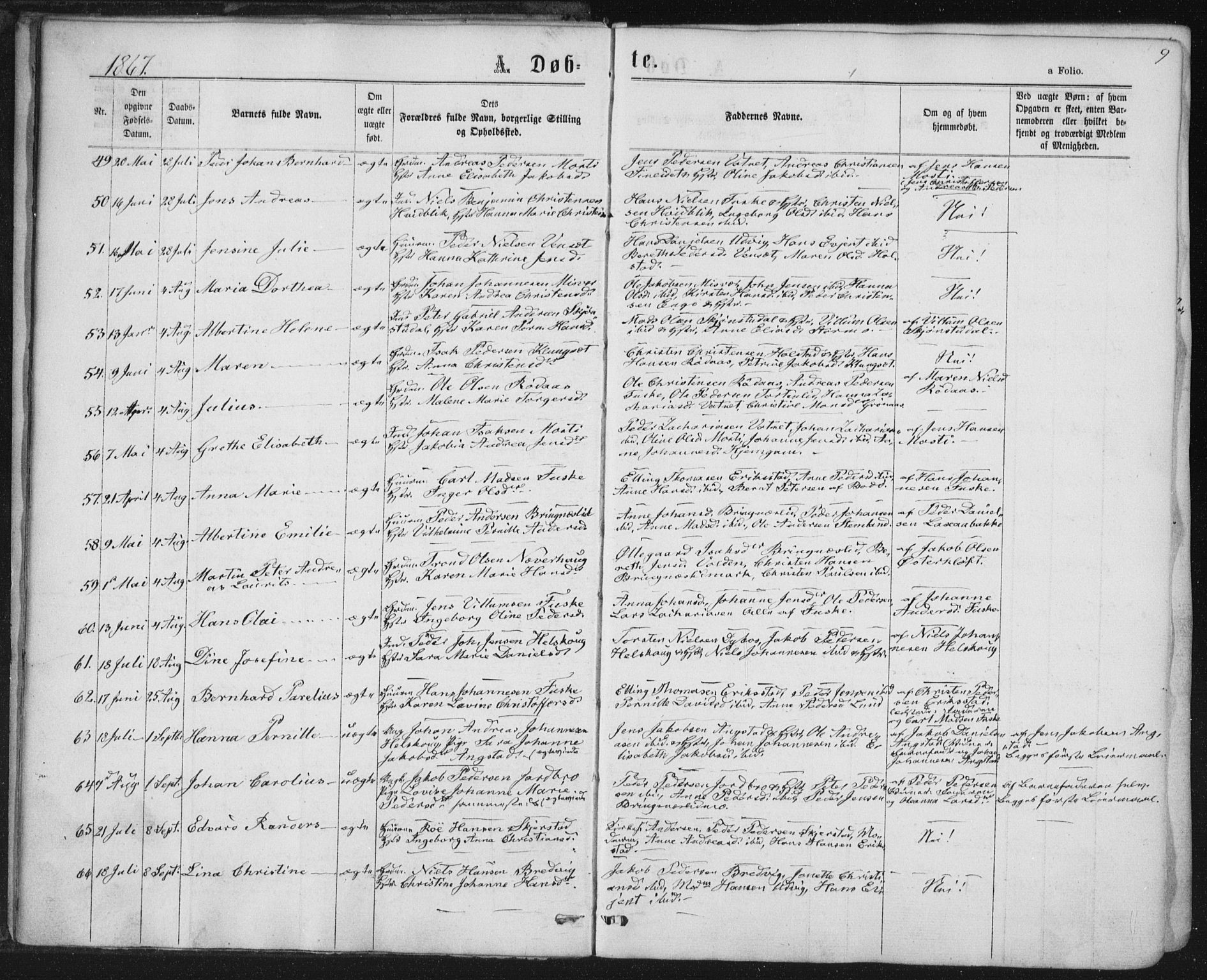 Ministerialprotokoller, klokkerbøker og fødselsregistre - Nordland, SAT/A-1459/852/L0739: Parish register (official) no. 852A09, 1866-1877, p. 9