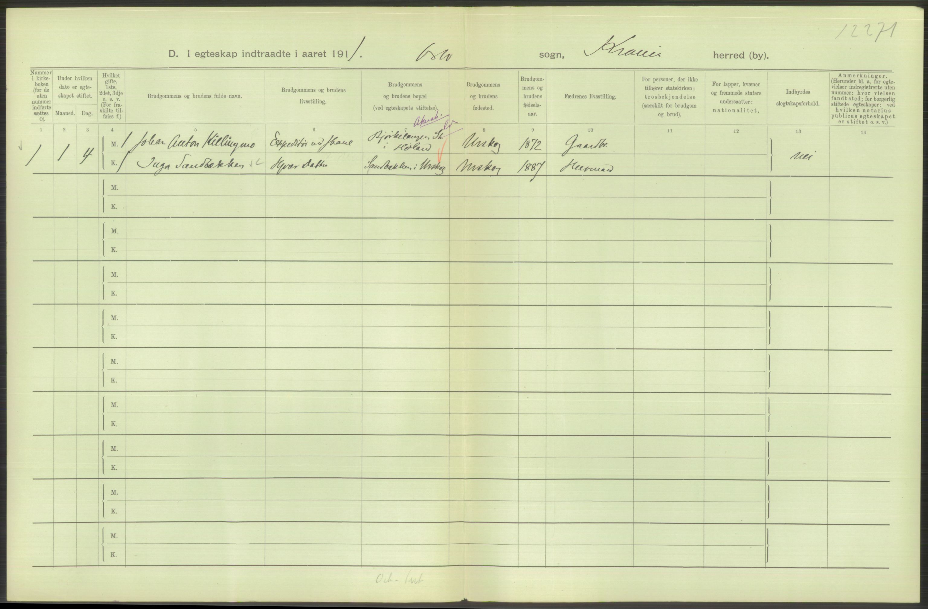 Statistisk sentralbyrå, Sosiodemografiske emner, Befolkning, AV/RA-S-2228/D/Df/Dfb/Dfba/L0008: Kristiania: Gifte, 1911, p. 188