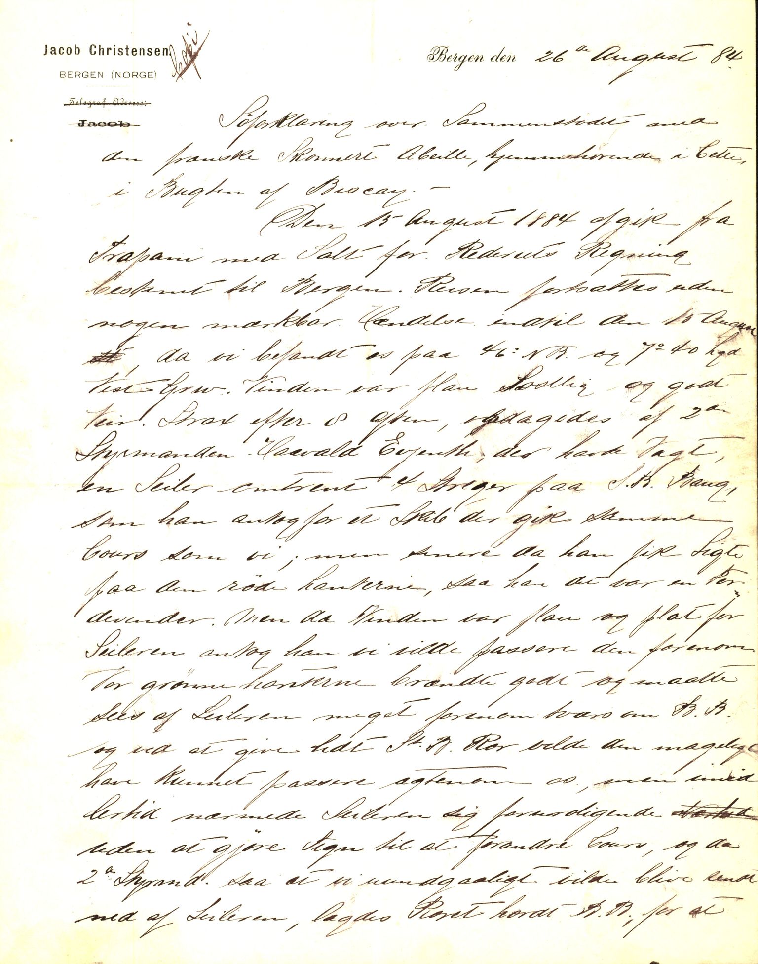 Pa 63 - Østlandske skibsassuranceforening, VEMU/A-1079/G/Ga/L0017/0001: Havaridokumenter / Triton, Albama, Alfen, 1884, p. 70