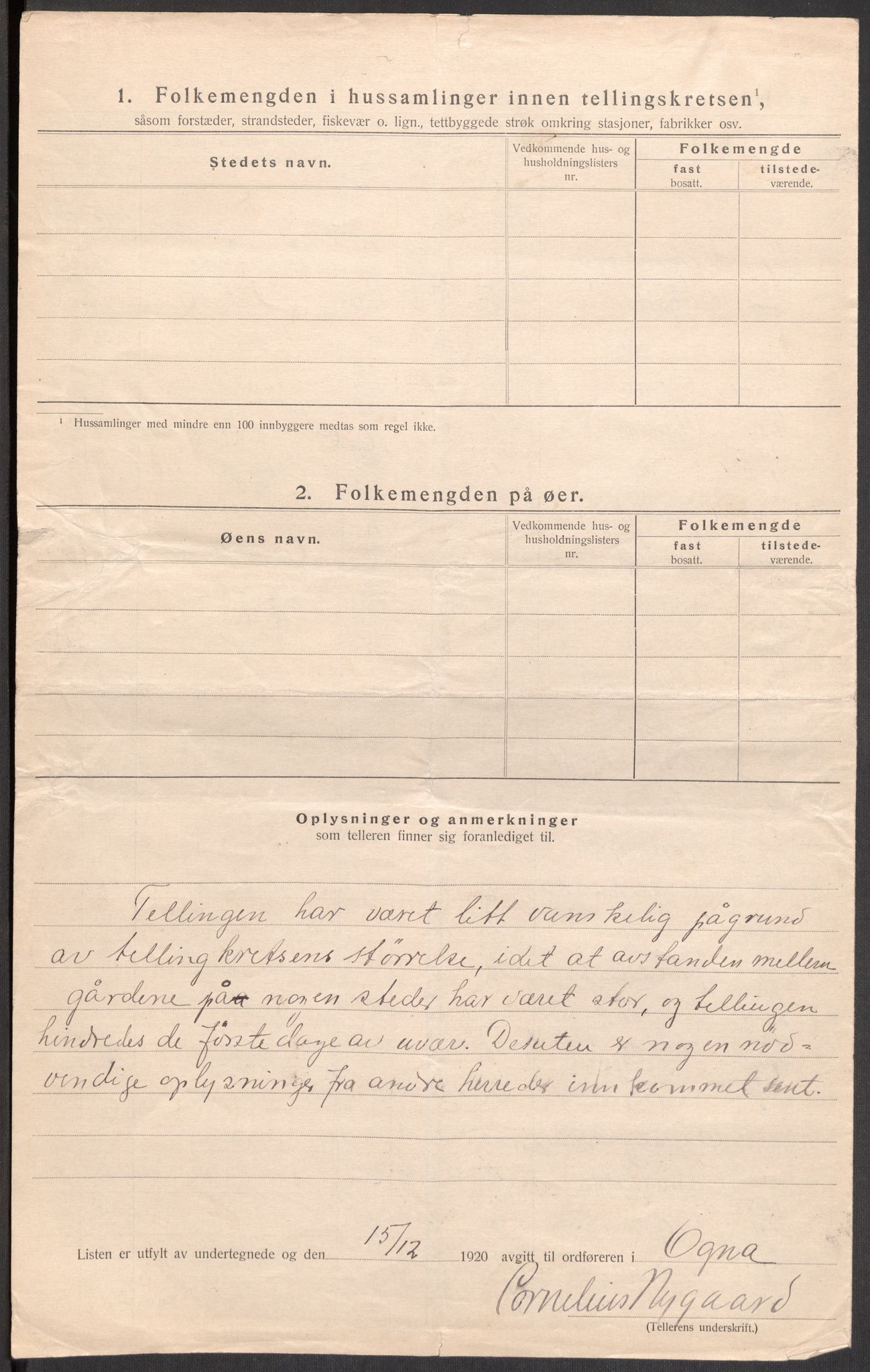 SAST, 1920 census for Ogna, 1920, p. 15