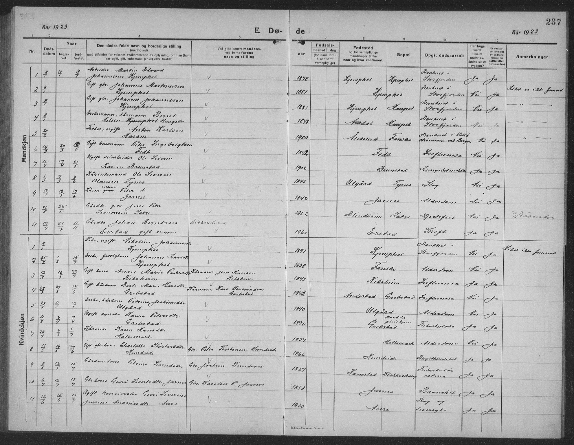 Ministerialprotokoller, klokkerbøker og fødselsregistre - Møre og Romsdal, AV/SAT-A-1454/523/L0342: Parish register (copy) no. 523C05, 1916-1937, p. 237