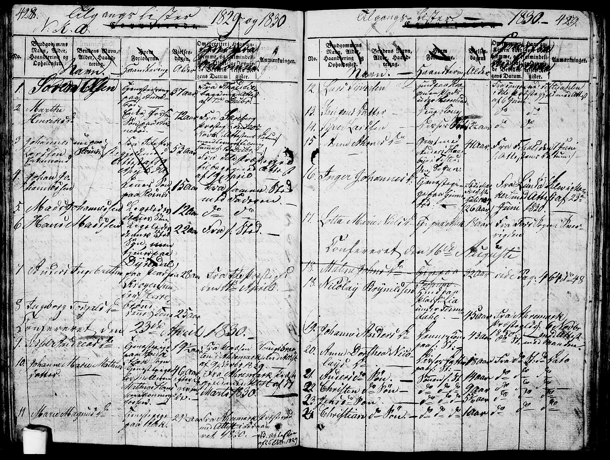 Berg prestekontor Kirkebøker, AV/SAO-A-10902/G/Ga/L0001: Parish register (copy) no. I 1, 1815-1832, p. 428-429