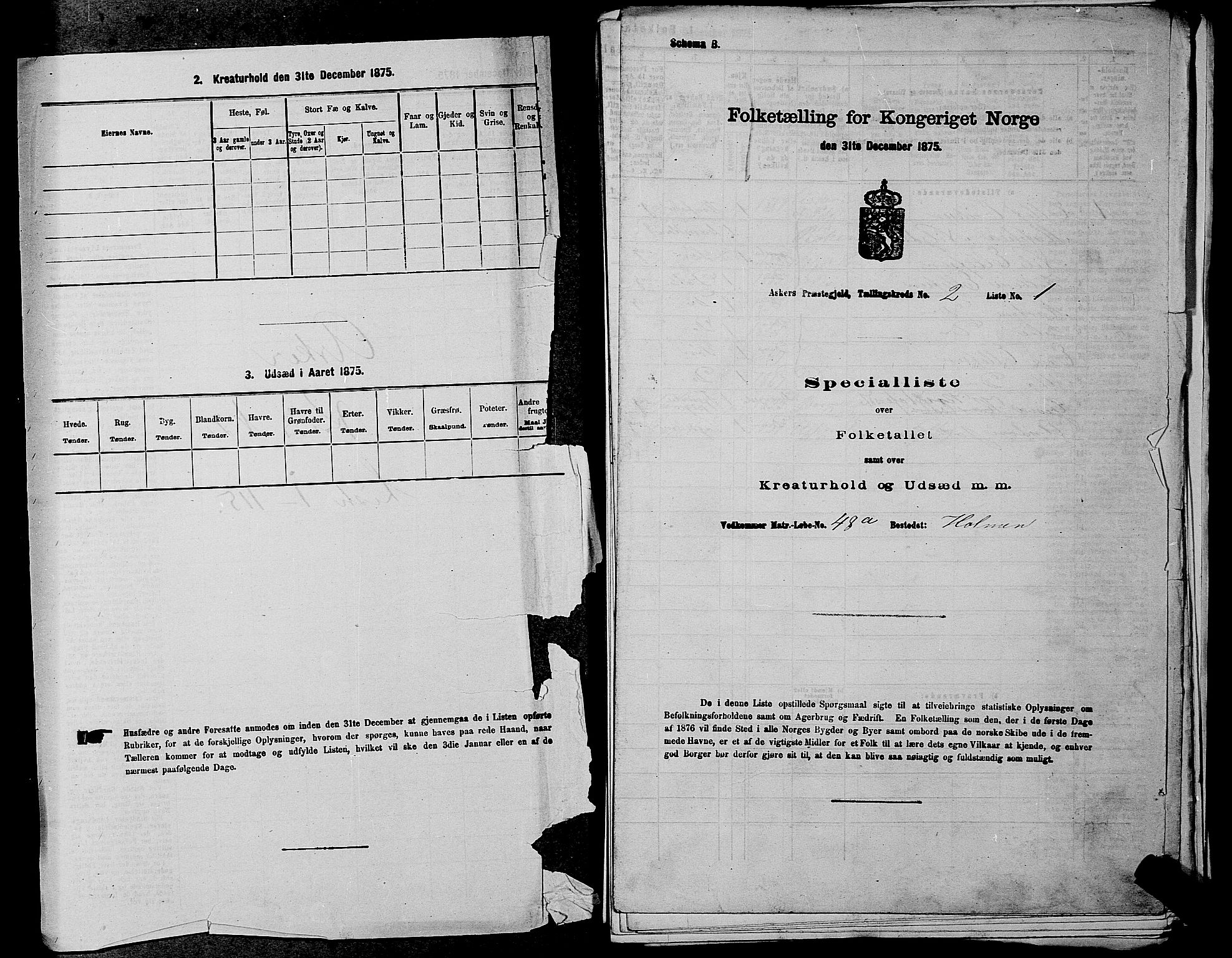 RA, 1875 census for 0220P Asker, 1875, p. 350