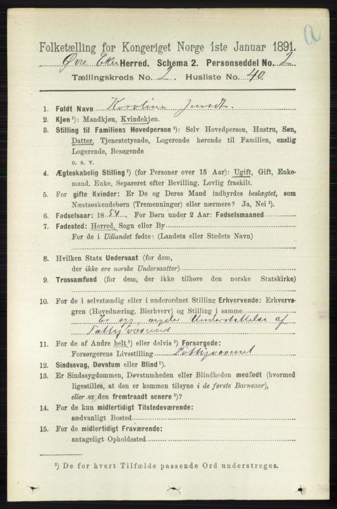 RA, 1891 census for 0624 Øvre Eiker, 1891, p. 769
