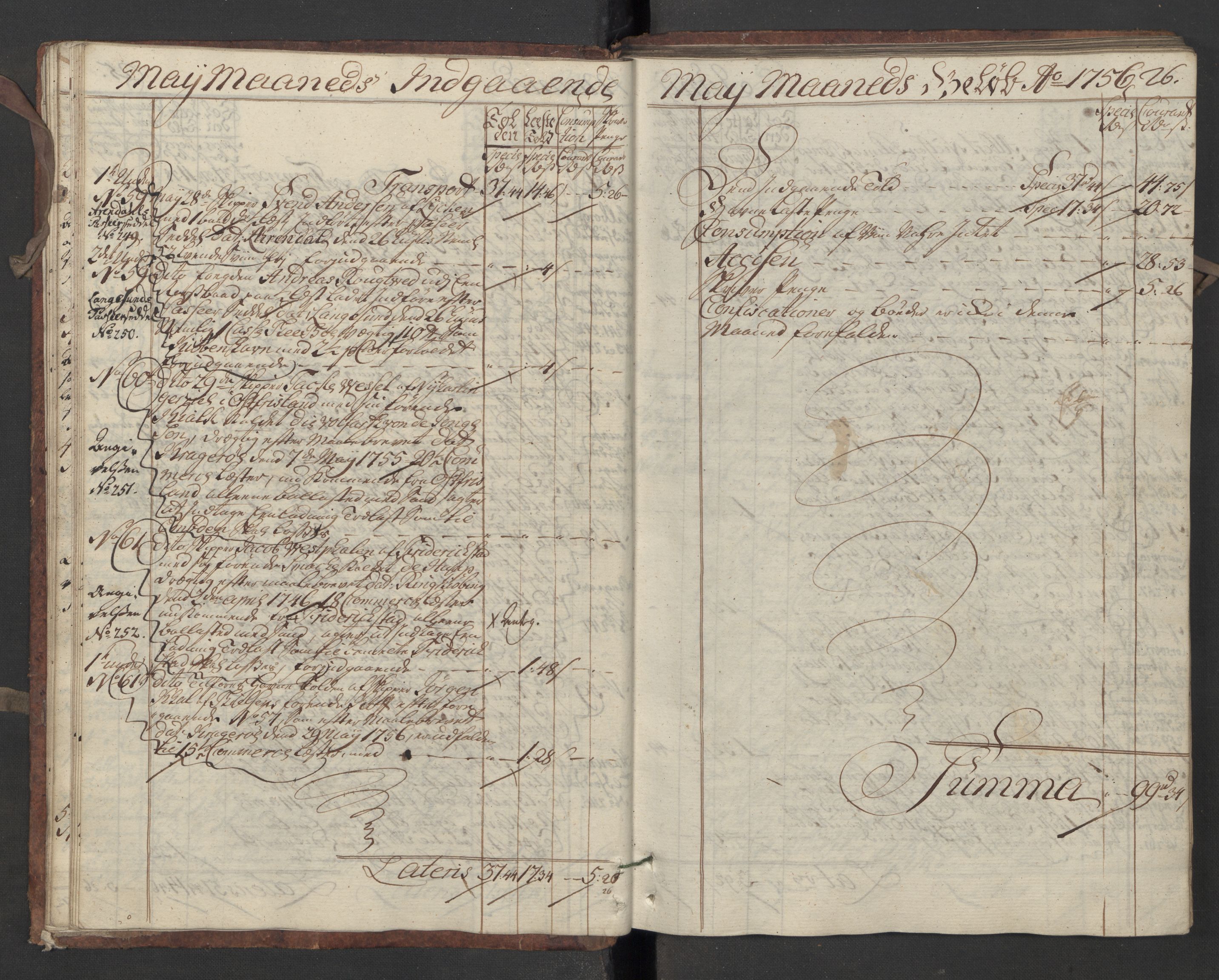 Generaltollkammeret, tollregnskaper, AV/RA-EA-5490/R13/L0020/0001: Tollregnskaper Kragerø / Inngående hovedtollbok, 1756, p. 25b-26a