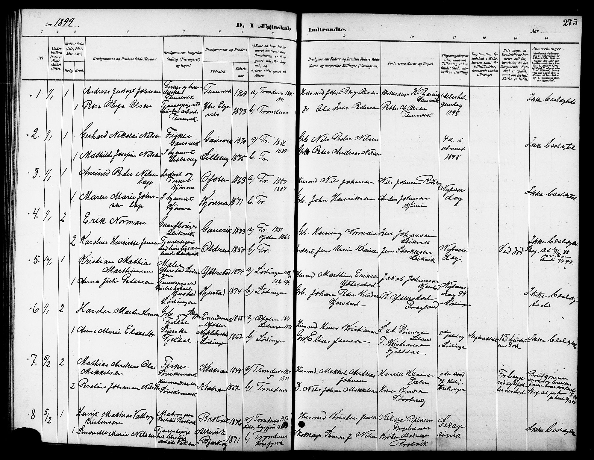 Trondenes sokneprestkontor, SATØ/S-1319/H/Hb/L0011klokker: Parish register (copy) no. 11, 1891-1906, p. 275