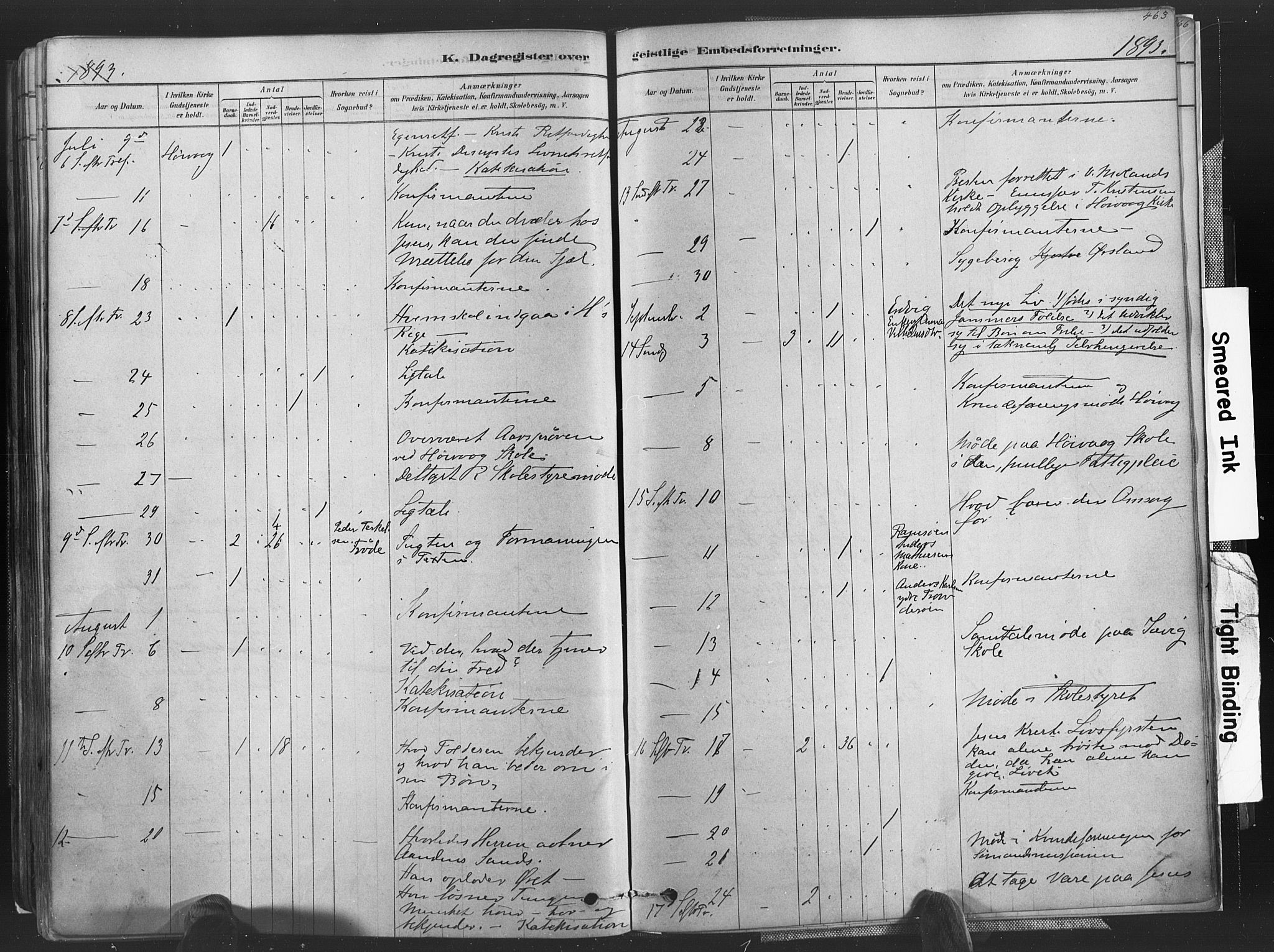 Høvåg sokneprestkontor, AV/SAK-1111-0025/F/Fa/L0005: Parish register (official) no. A 5, 1878-1893, p. 463