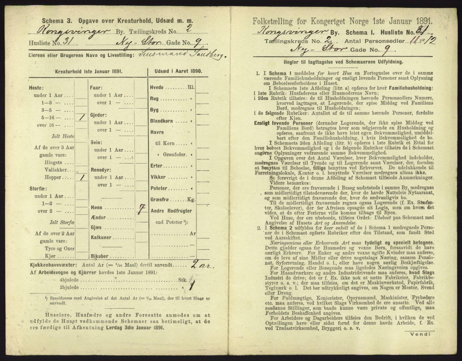 RA, 1891 census for 0402 Kongsvinger, 1891, p. 191