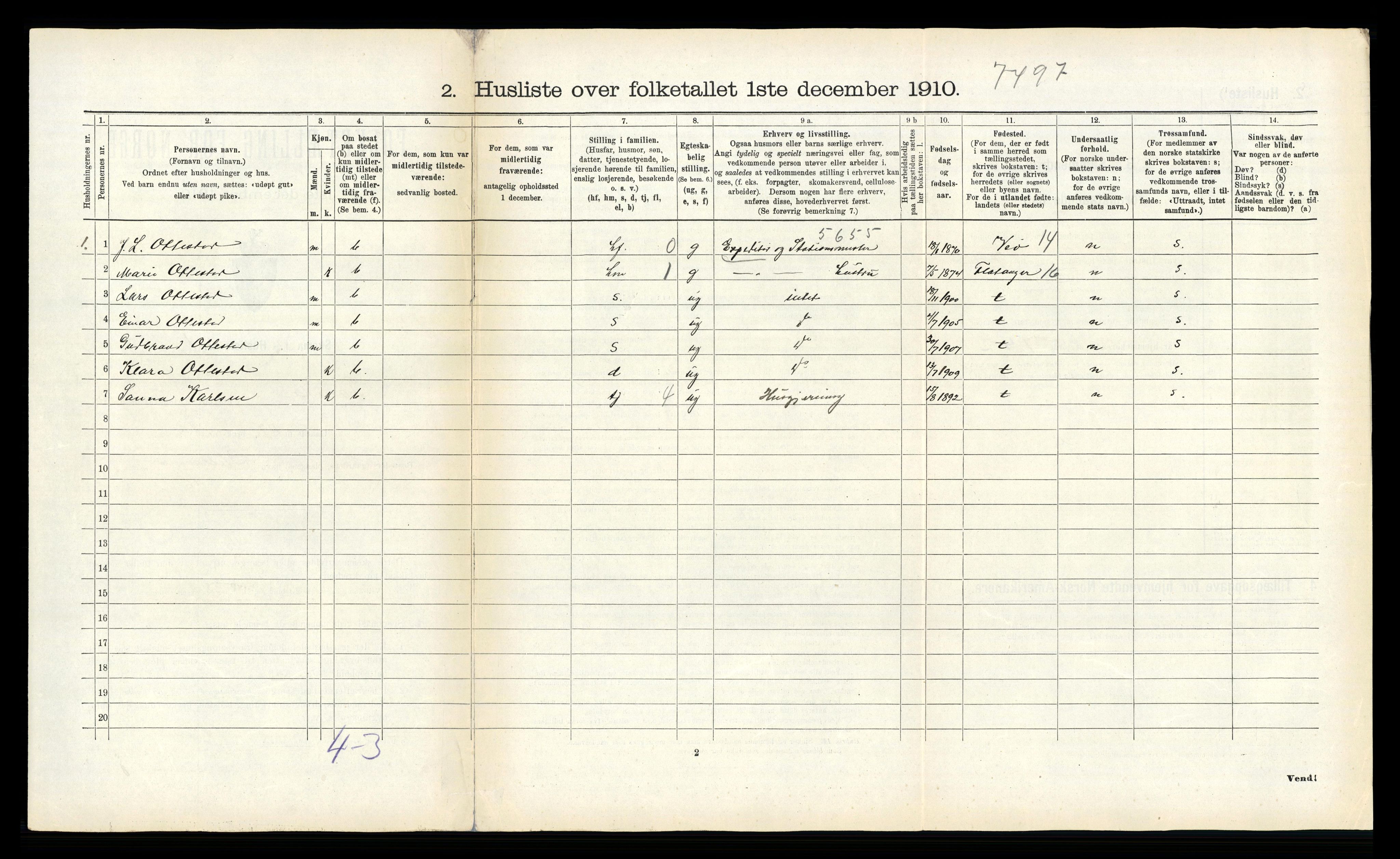 RA, 1910 census for Fauske, 1910, p. 541