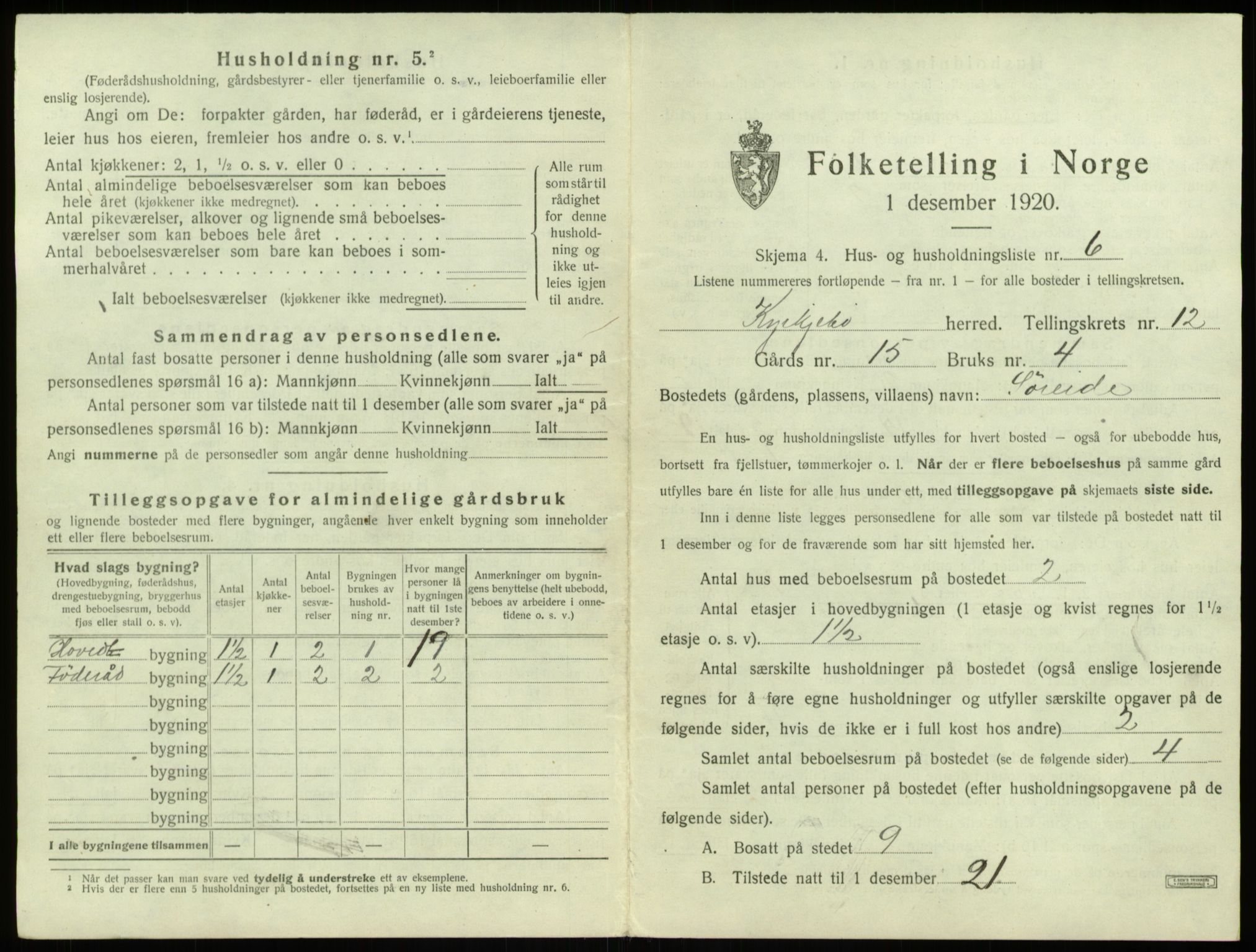 SAB, 1920 census for Kyrkjebø, 1920, p. 125