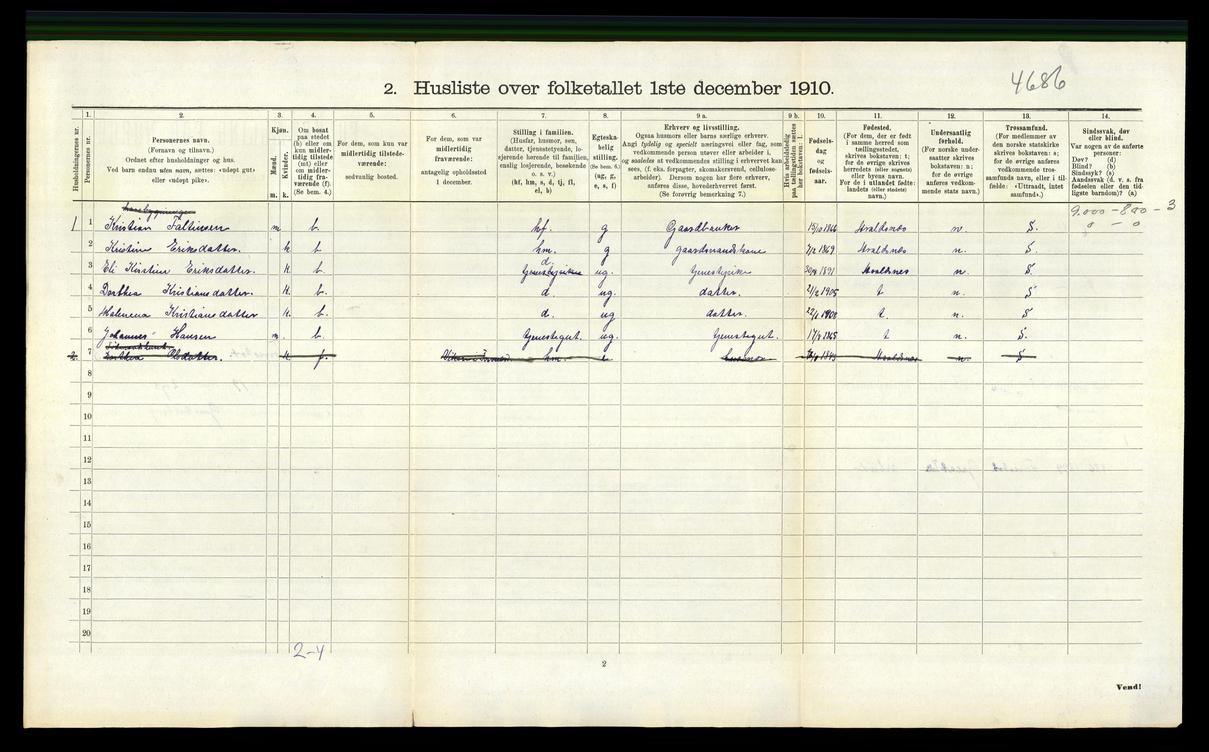 RA, 1910 census for Torvastad, 1910, p. 470