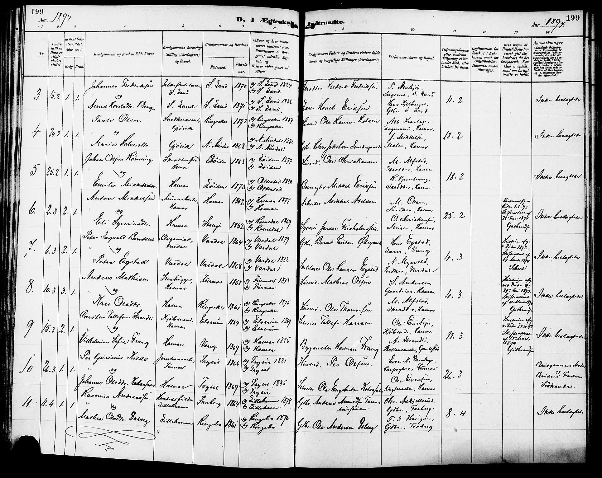 Vang prestekontor, Hedmark, AV/SAH-PREST-008/H/Ha/Haa/L0017: Parish register (official) no. 17, 1890-1899, p. 199