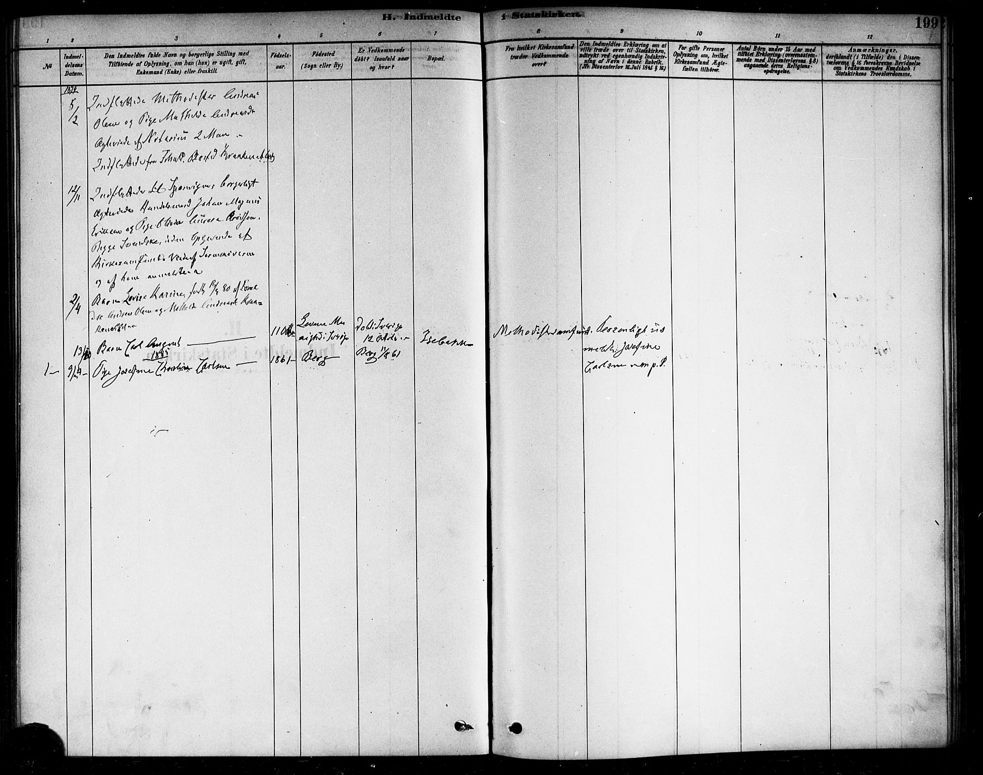 Berg prestekontor Kirkebøker, AV/SAO-A-10902/F/Fa/L0006: Parish register (official) no. I 6, 1878-1887, p. 199