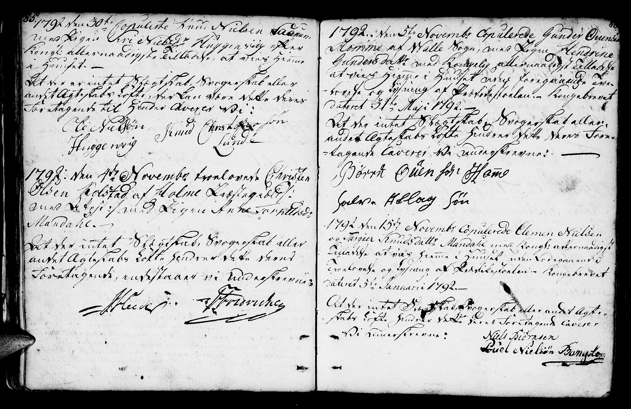 Mandal sokneprestkontor, AV/SAK-1111-0030/F/Fa/Faa/L0007: Parish register (official) no. A 7, 1783-1818, p. 85-86