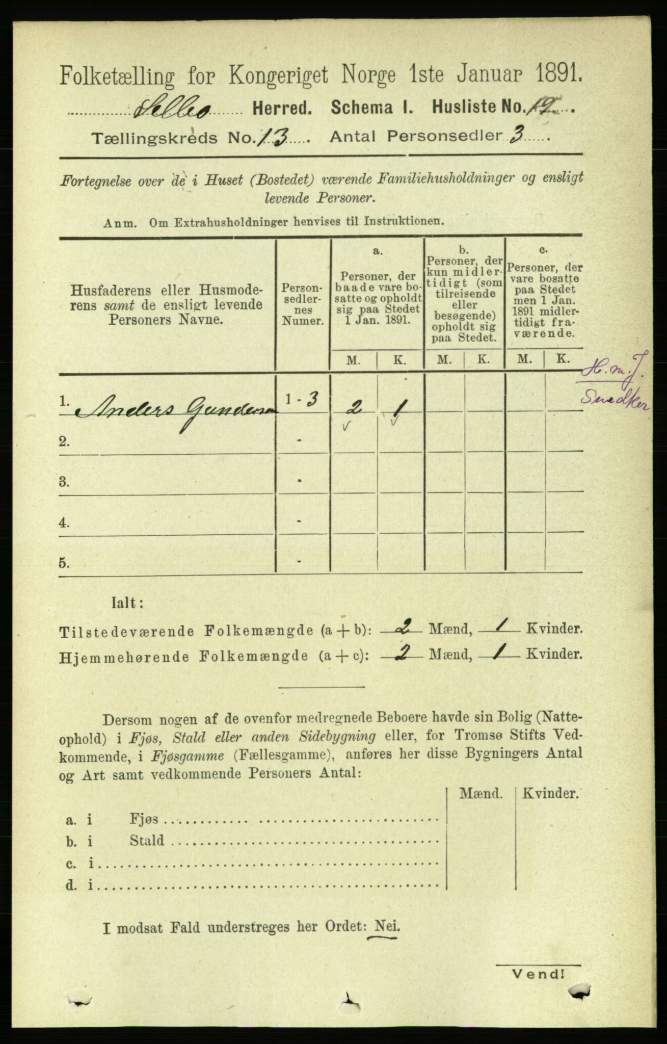 RA, 1891 census for 1664 Selbu, 1891, p. 4556