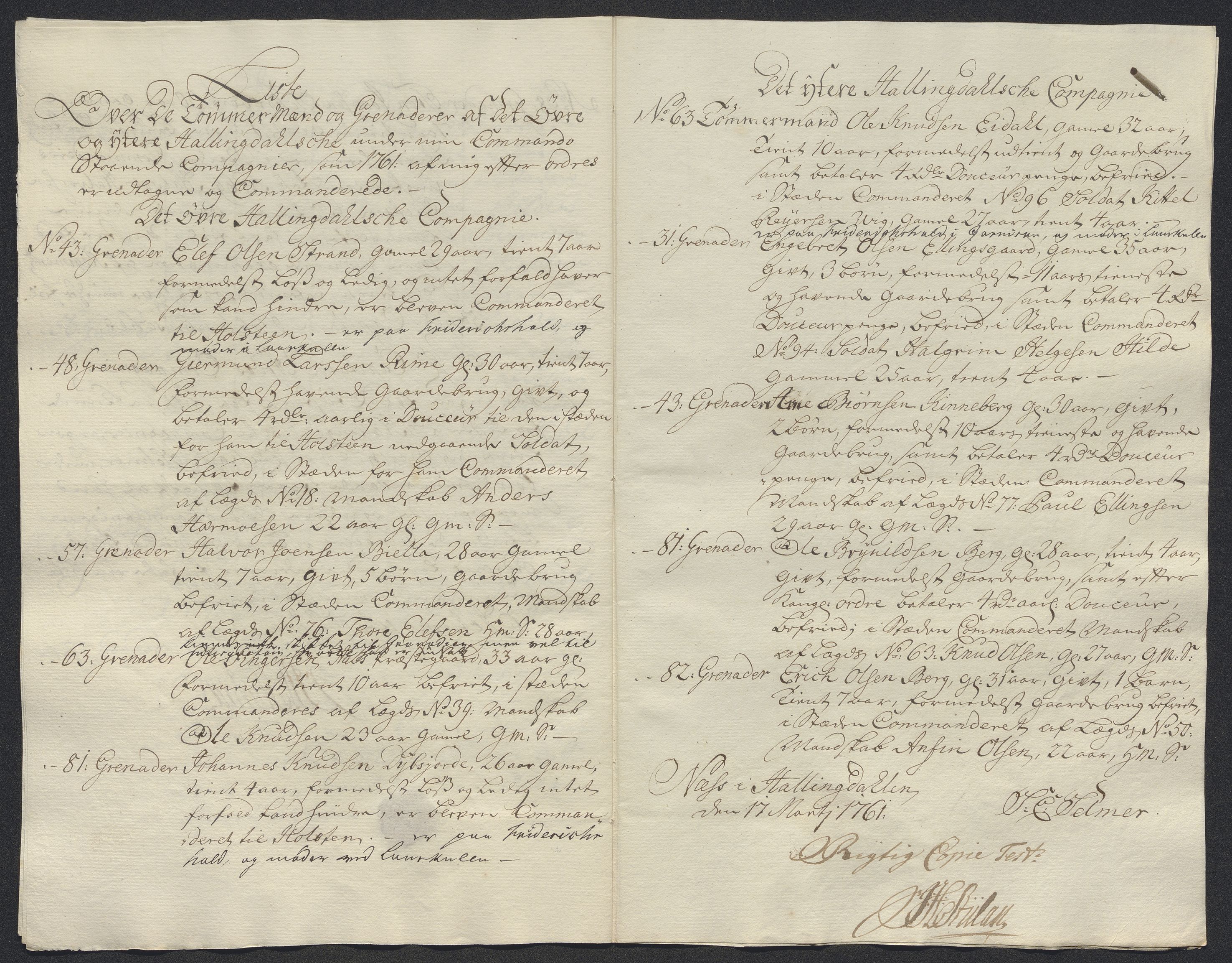 Kommanderende general (KG I) med Det norske krigsdirektorium, AV/RA-EA-5419/E/Ec/L0021: Ruller over nedkommanderte mannskap, 1758-1762, p. 580