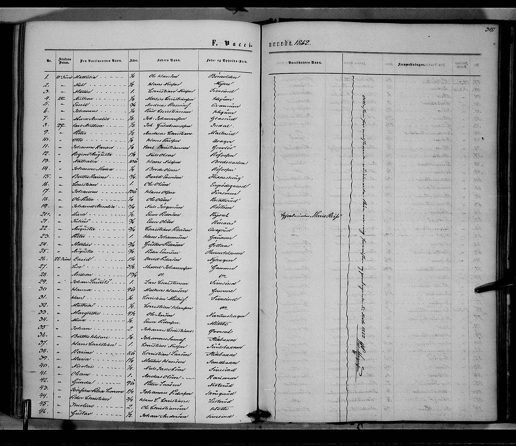 Vestre Toten prestekontor, SAH/PREST-108/H/Ha/Haa/L0007: Parish register (official) no. 7, 1862-1869, p. 318