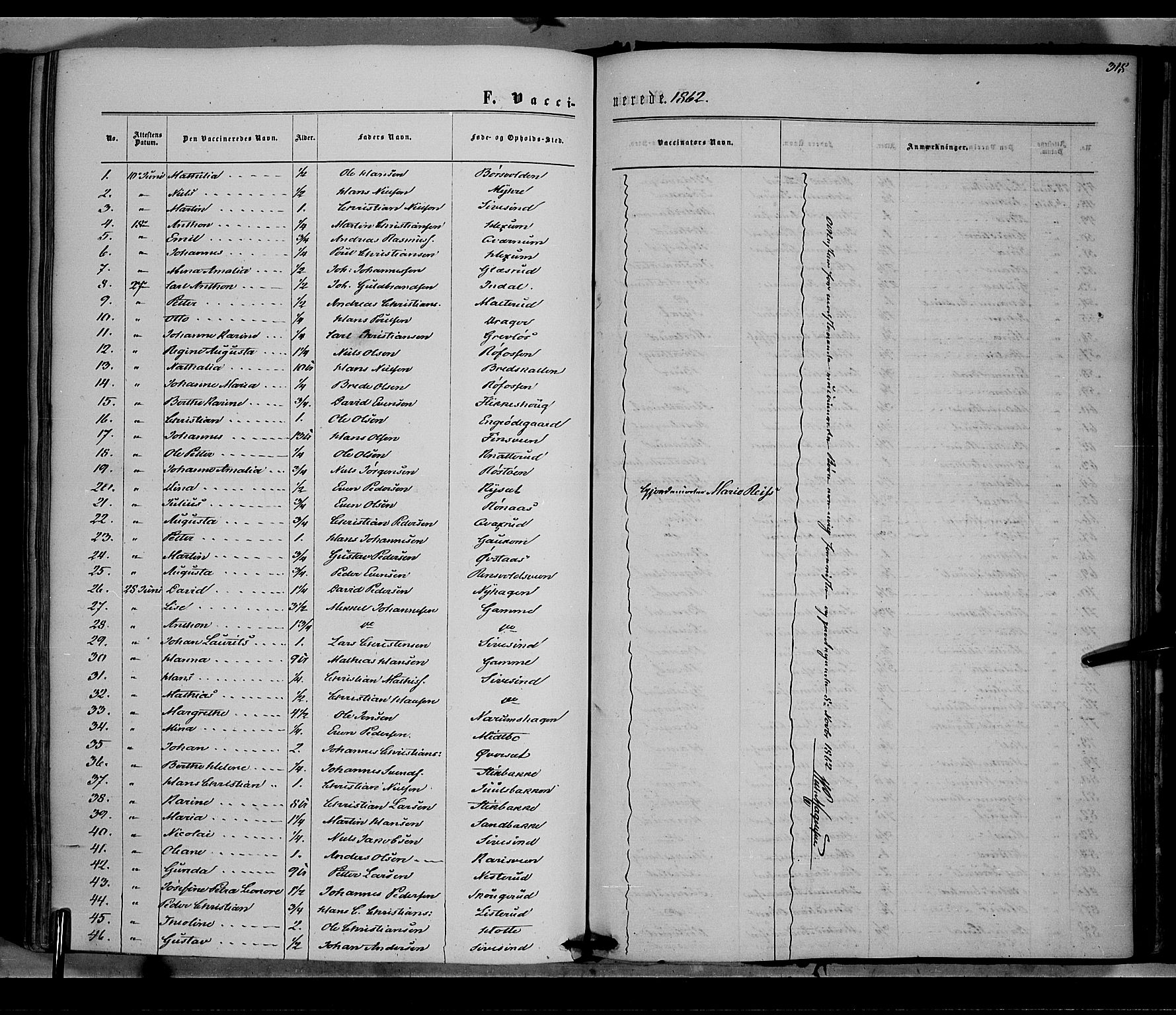 Vestre Toten prestekontor, AV/SAH-PREST-108/H/Ha/Haa/L0007: Parish register (official) no. 7, 1862-1869, p. 318