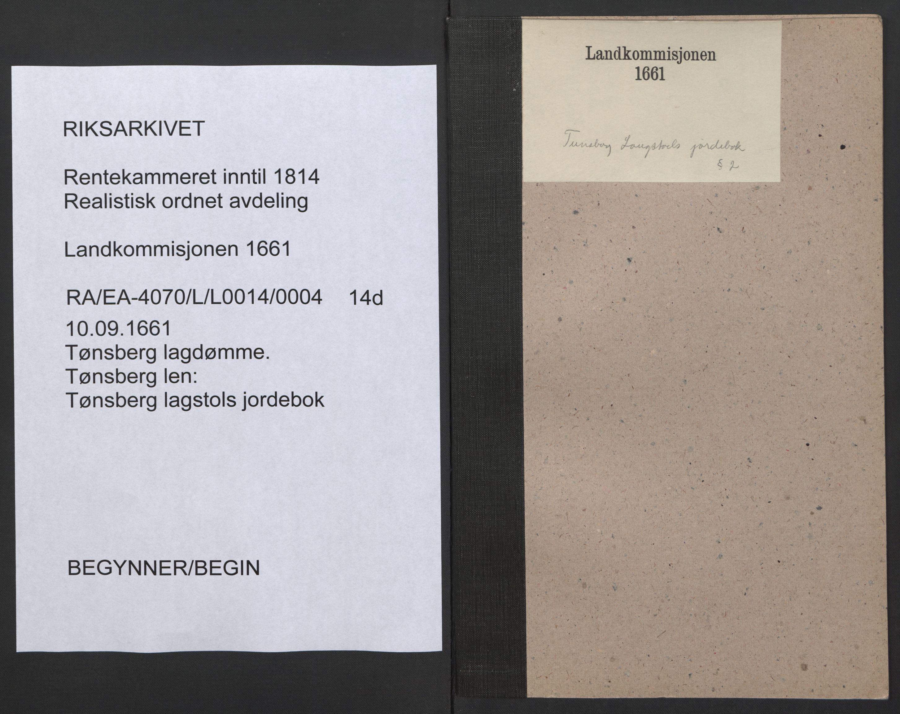 Rentekammeret inntil 1814, Realistisk ordnet avdeling, RA/EA-4070/L/L0014/0004: Tønsberg lagdømme. Tønsberg len: / Tønsberg lagstols jordebok, 1661
