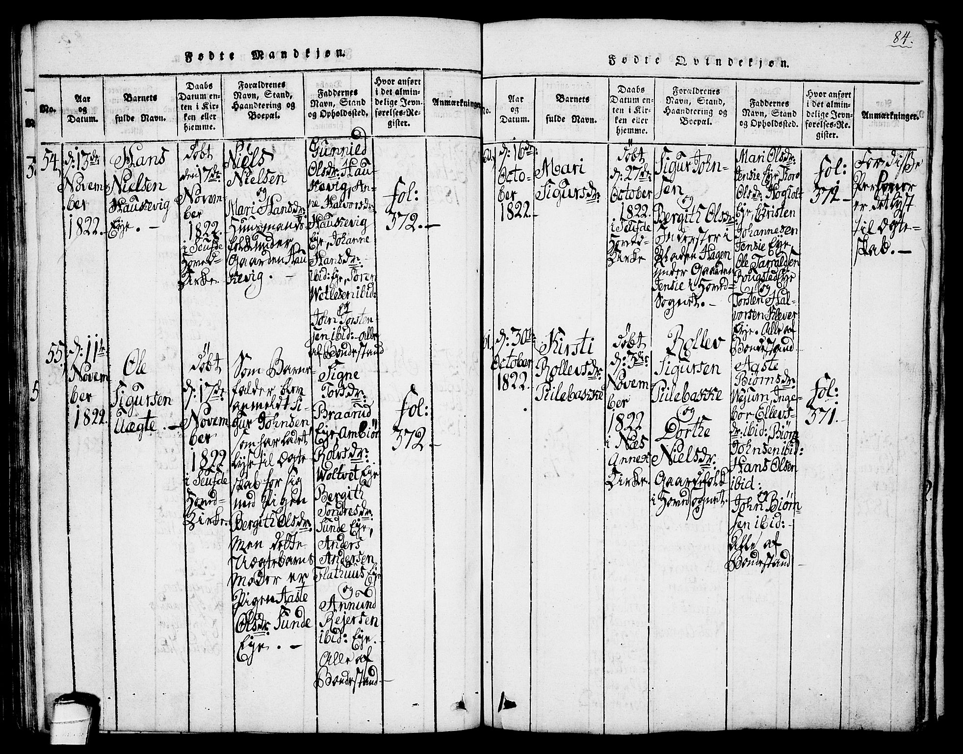 Sauherad kirkebøker, SAKO/A-298/G/Ga/L0001: Parish register (copy) no. I 1, 1815-1827, p. 84