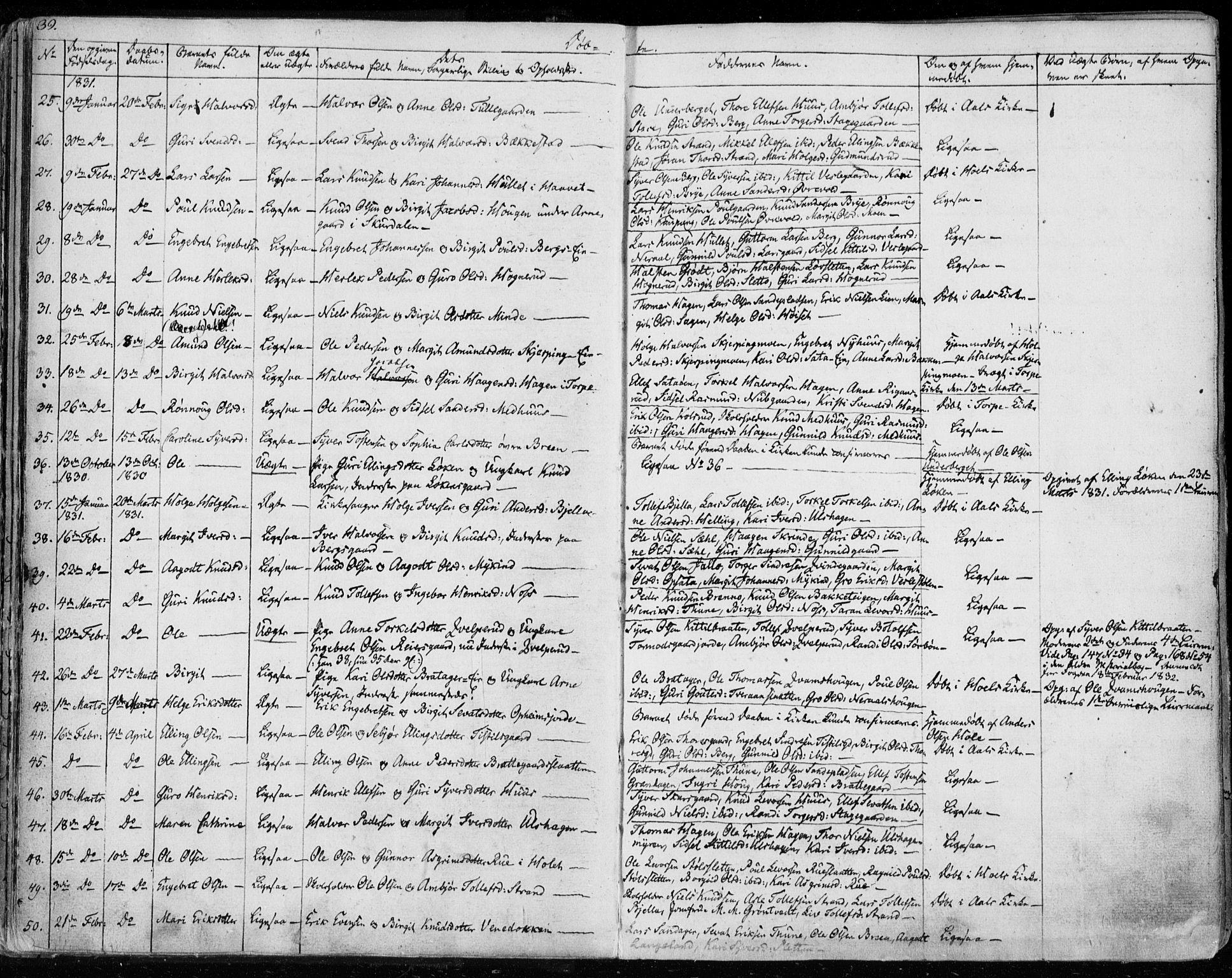 Ål kirkebøker, SAKO/A-249/F/Fa/L0005: Parish register (official) no. I 5, 1825-1848, p. 39