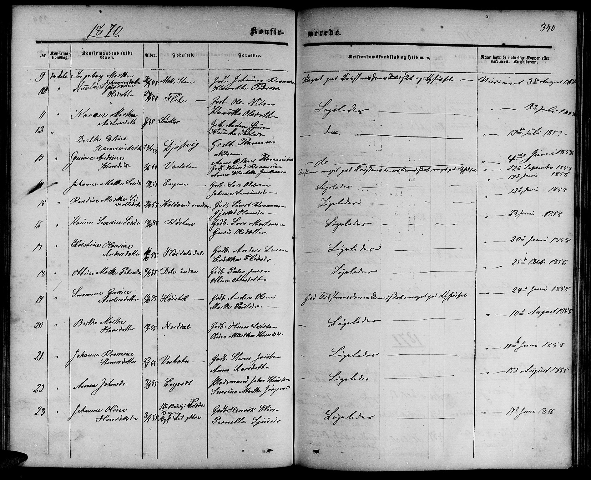 Ministerialprotokoller, klokkerbøker og fødselsregistre - Møre og Romsdal, AV/SAT-A-1454/511/L0157: Parish register (copy) no. 511C03, 1864-1884, p. 340