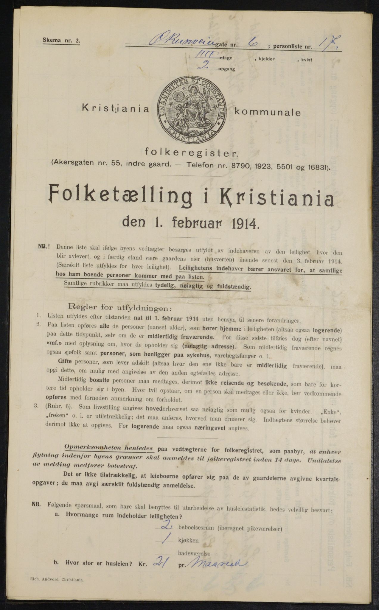 OBA, Municipal Census 1914 for Kristiania, 1914, p. 129765