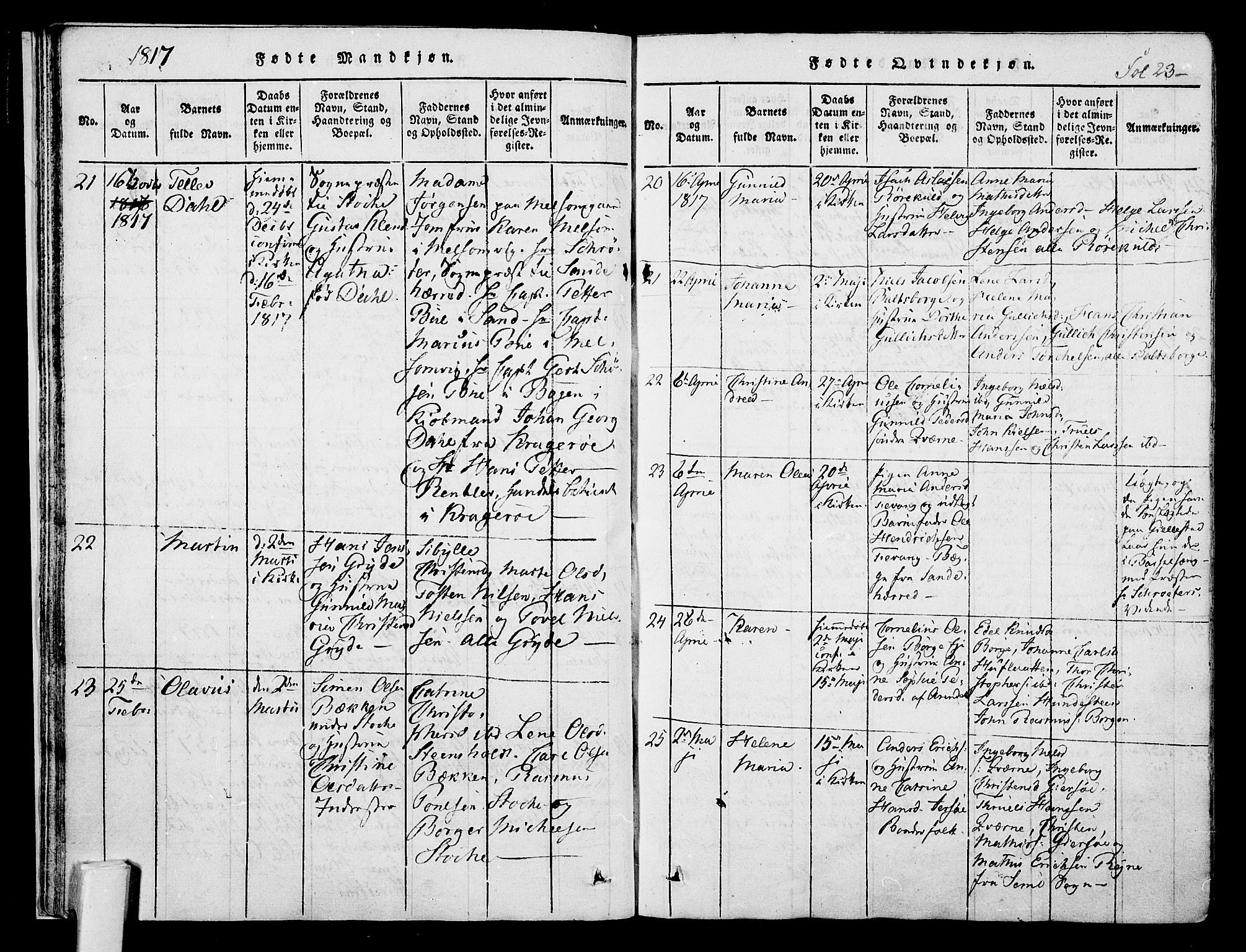 Stokke kirkebøker, AV/SAKO-A-320/F/Fa/L0005: Parish register (official) no. I 5, 1815-1826, p. 23