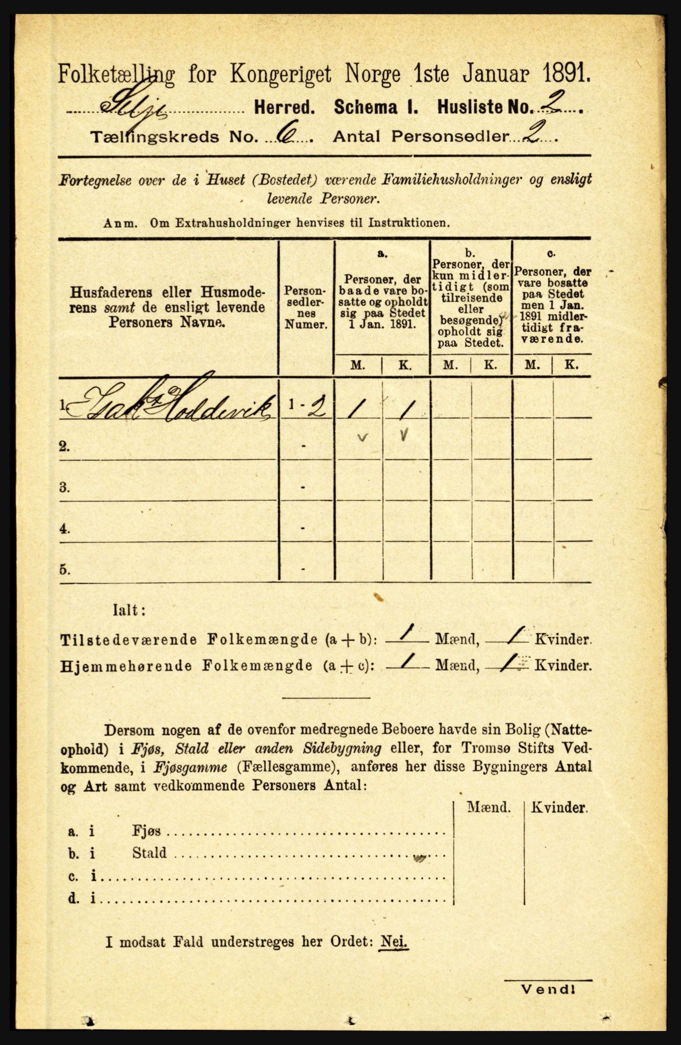 RA, 1891 census for 1441 Selje, 1891, p. 1618