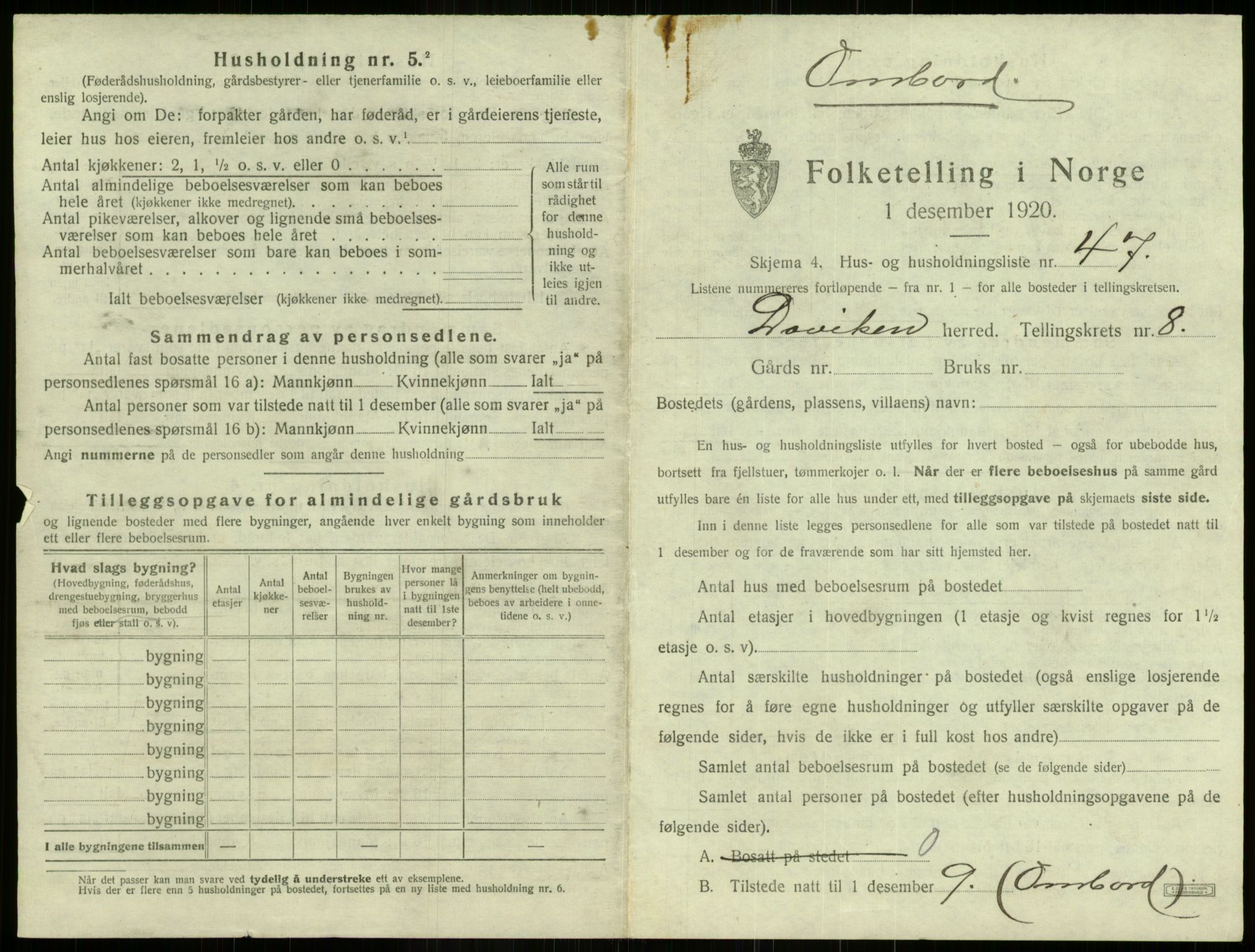 SAB, 1920 census for Davik, 1920, p. 643