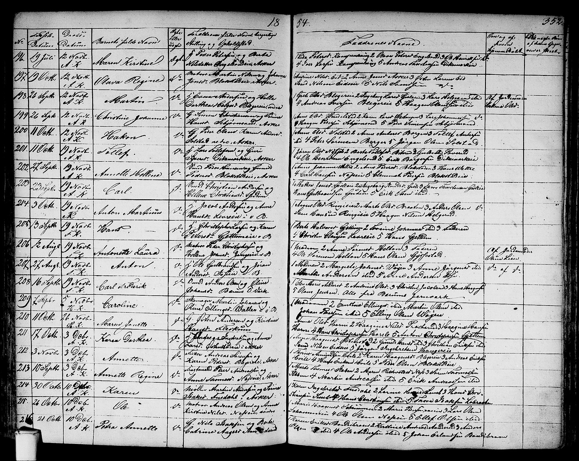 Asker prestekontor Kirkebøker, SAO/A-10256a/F/Fa/L0007: Parish register (official) no. I 7, 1825-1864, p. 352