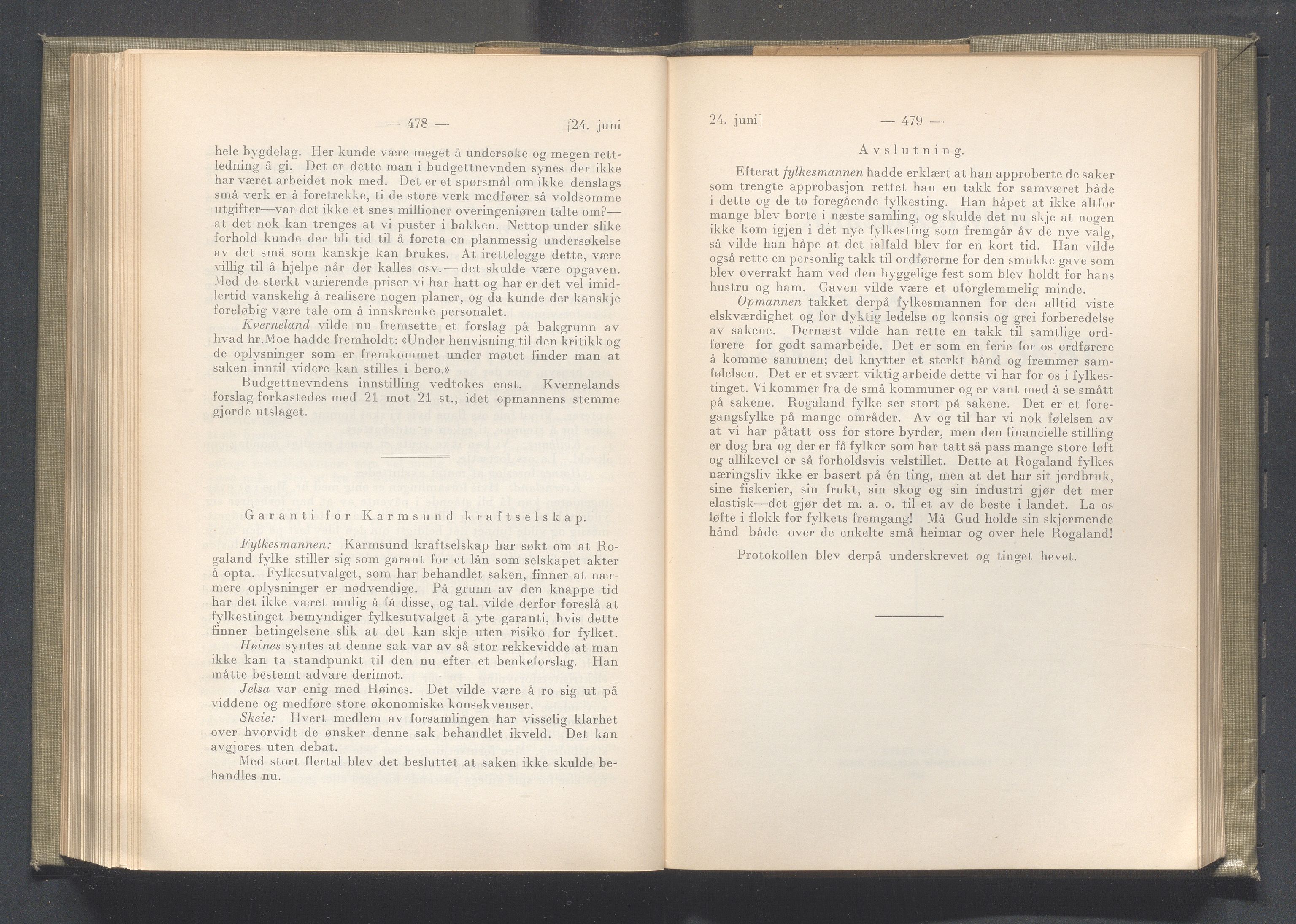 Rogaland fylkeskommune - Fylkesrådmannen , IKAR/A-900/A/Aa/Aaa/L0041: Møtebok , 1922, p. 478-479