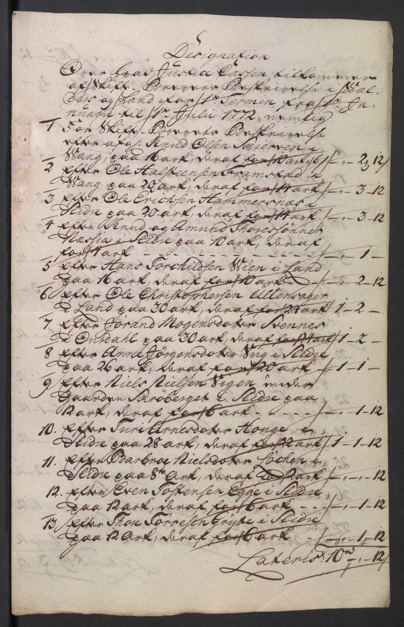 Rentekammeret inntil 1814, Reviderte regnskaper, Mindre regnskaper, AV/RA-EA-4068/Rb/L0014: Opplands amt, 1771-1779, p. 177