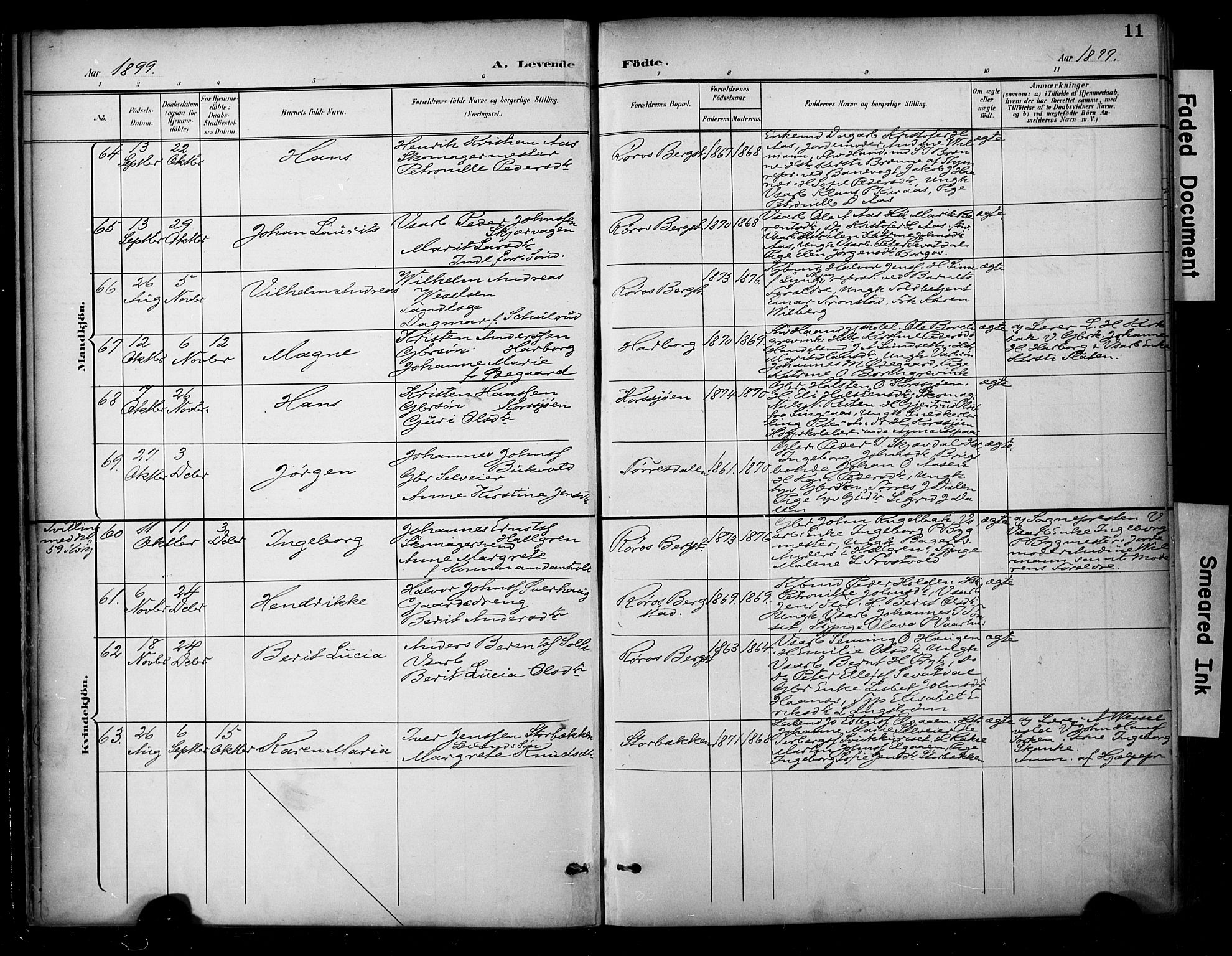 Ministerialprotokoller, klokkerbøker og fødselsregistre - Sør-Trøndelag, AV/SAT-A-1456/681/L0936: Parish register (official) no. 681A14, 1899-1908, p. 11