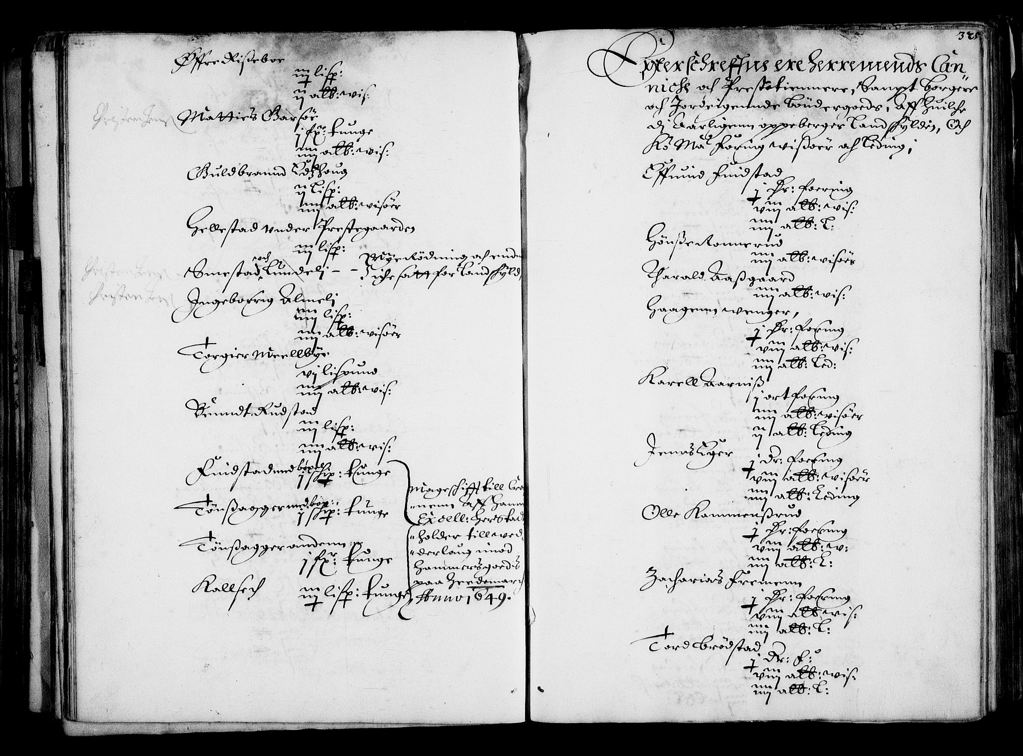 Rentekammeret inntil 1814, Realistisk ordnet avdeling, AV/RA-EA-4070/N/Na/L0001: [XI f]: Akershus stifts jordebok, 1652, p. 324b-325a