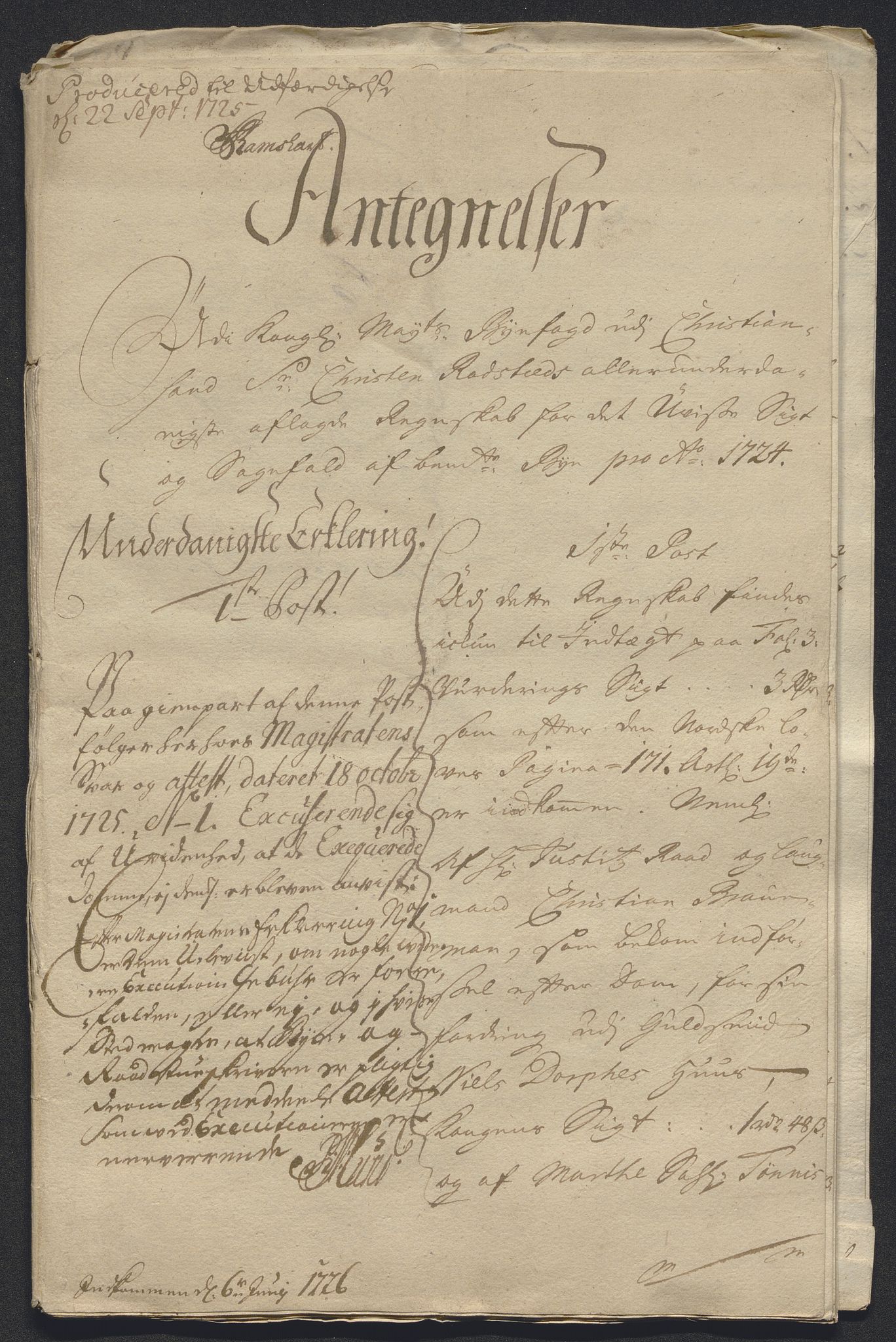 Rentekammeret inntil 1814, Reviderte regnskaper, Byregnskaper, AV/RA-EA-4066/R/Rm/L0286: [M19] Sikt og sakefall, 1719-1727, p. 336