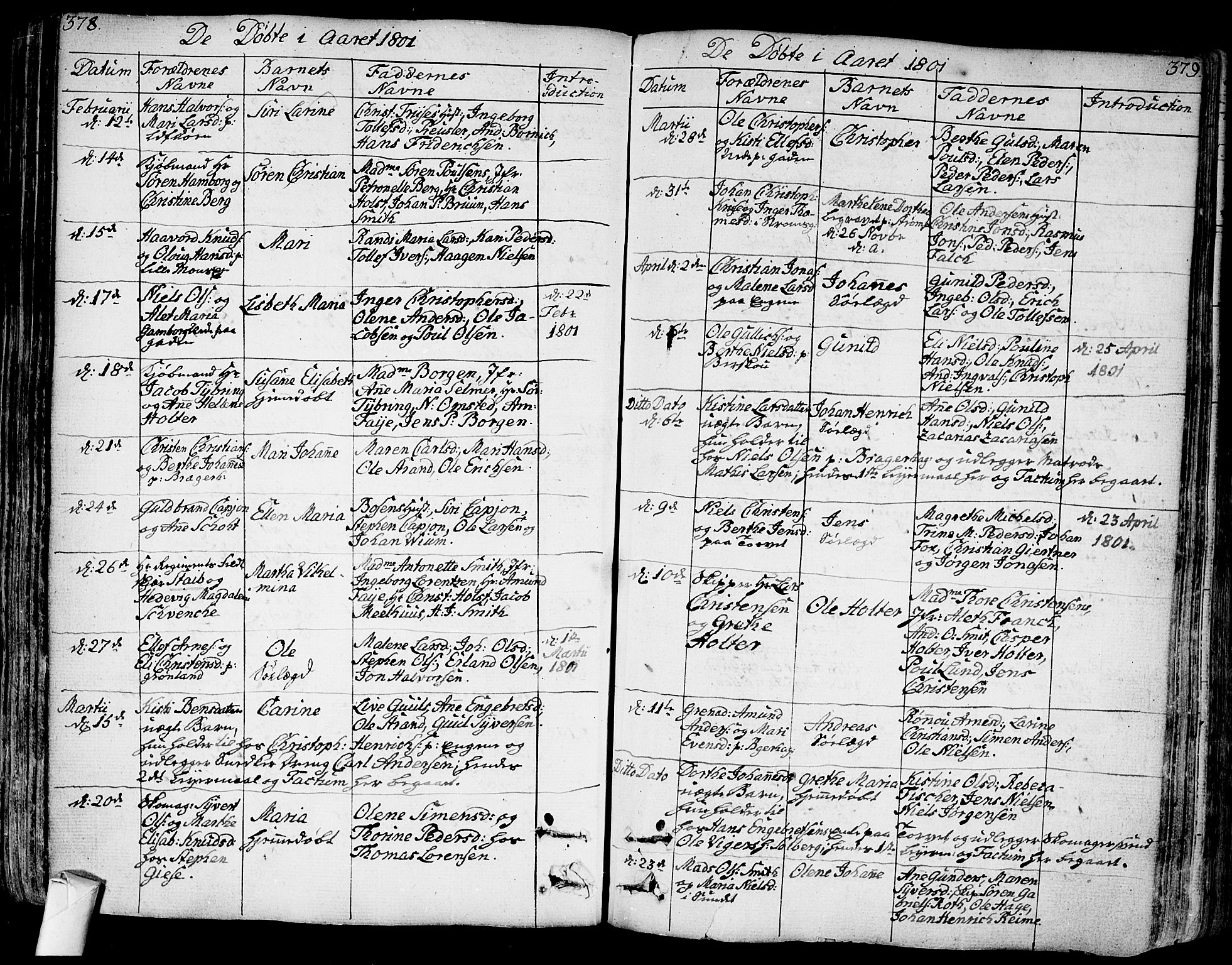 Bragernes kirkebøker, SAKO/A-6/F/Fa/L0006a: Parish register (official) no. I 6, 1782-1814, p. 378-379
