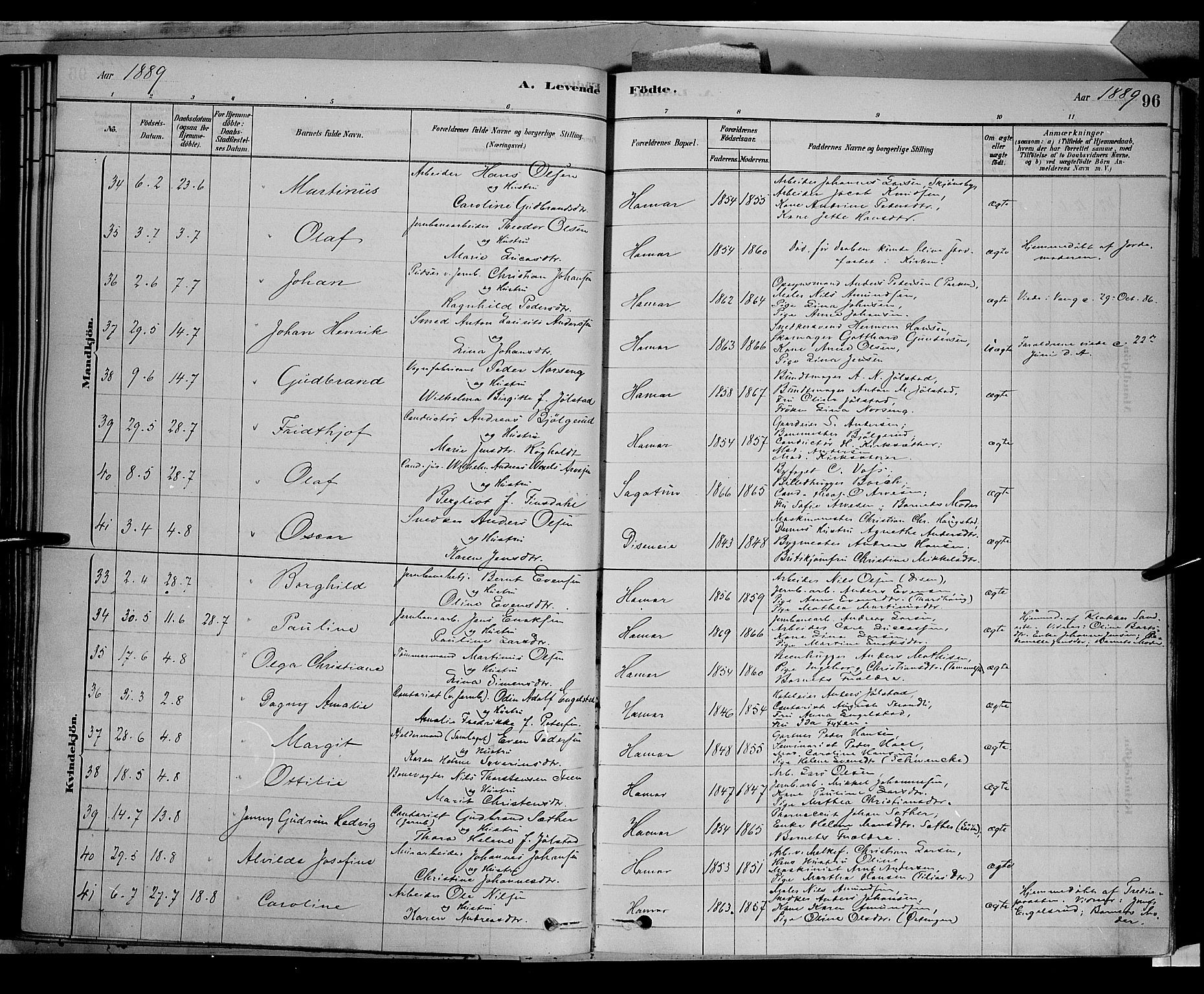 Vang prestekontor, Hedmark, AV/SAH-PREST-008/H/Ha/Haa/L0016: Parish register (official) no. 16, 1878-1889, p. 96