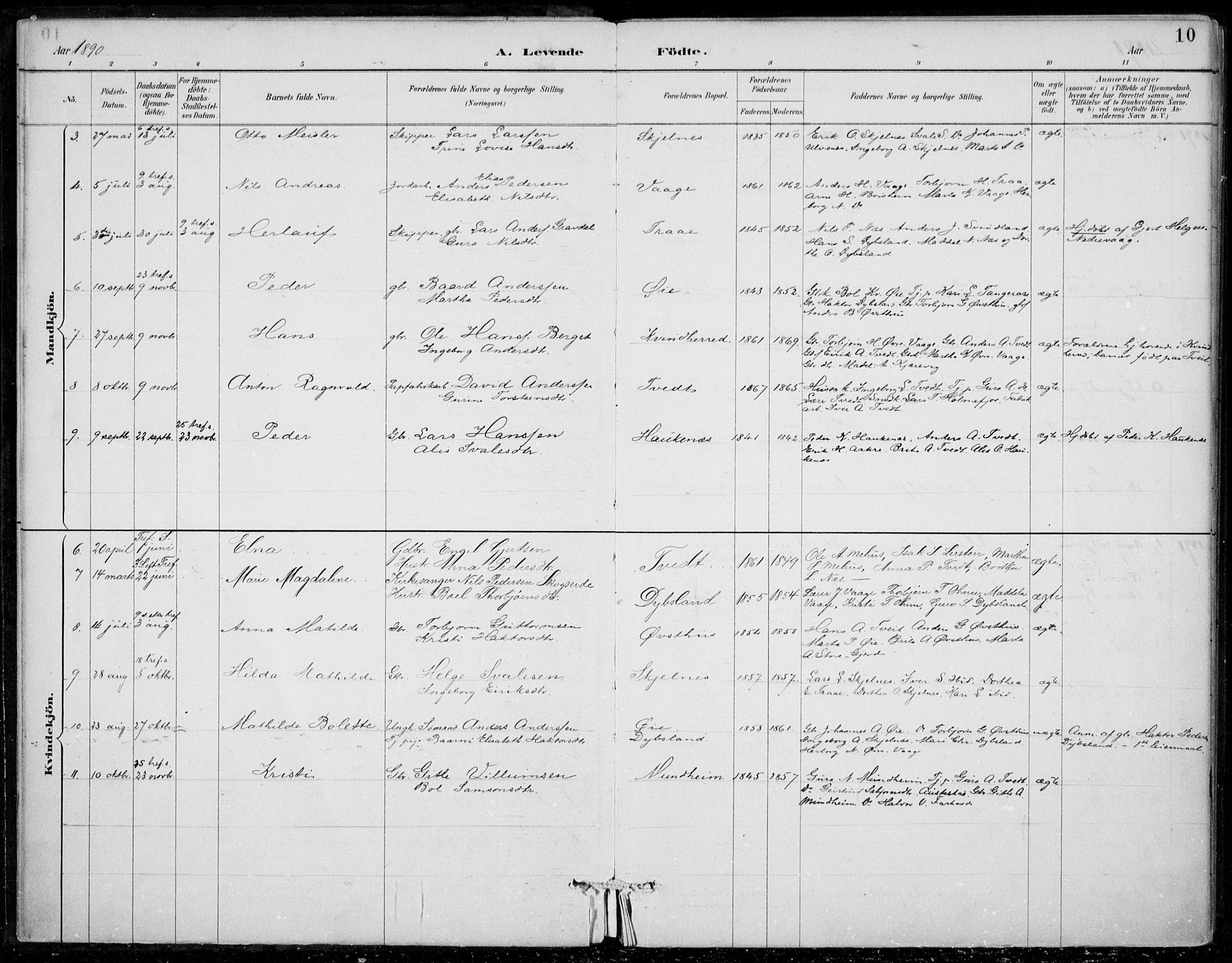 Strandebarm sokneprestembete, SAB/A-78401/H/Haa: Parish register (official) no. D  1, 1886-1912, p. 10