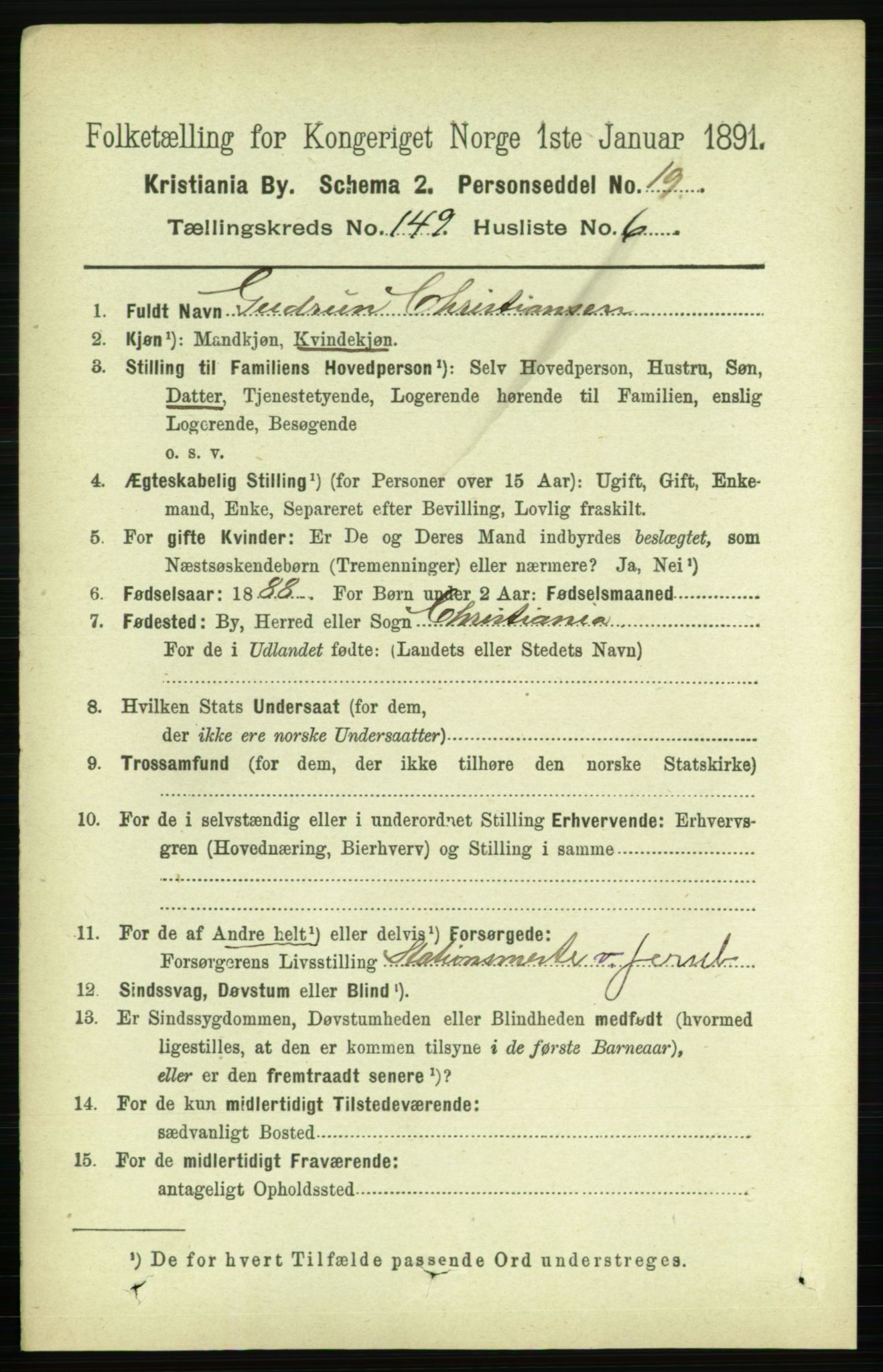 RA, 1891 census for 0301 Kristiania, 1891, p. 83266