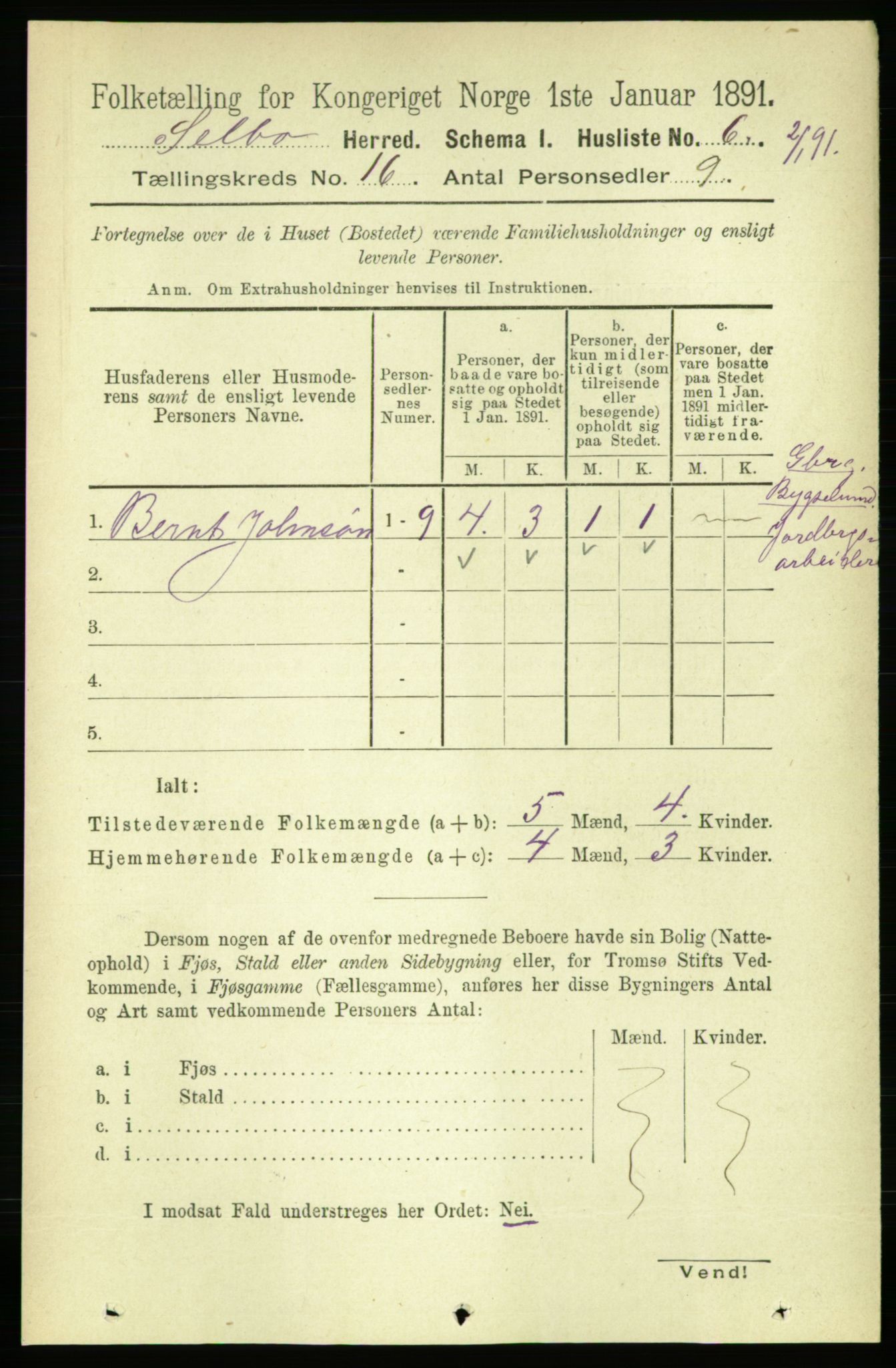 RA, 1891 census for 1664 Selbu, 1891, p. 5692