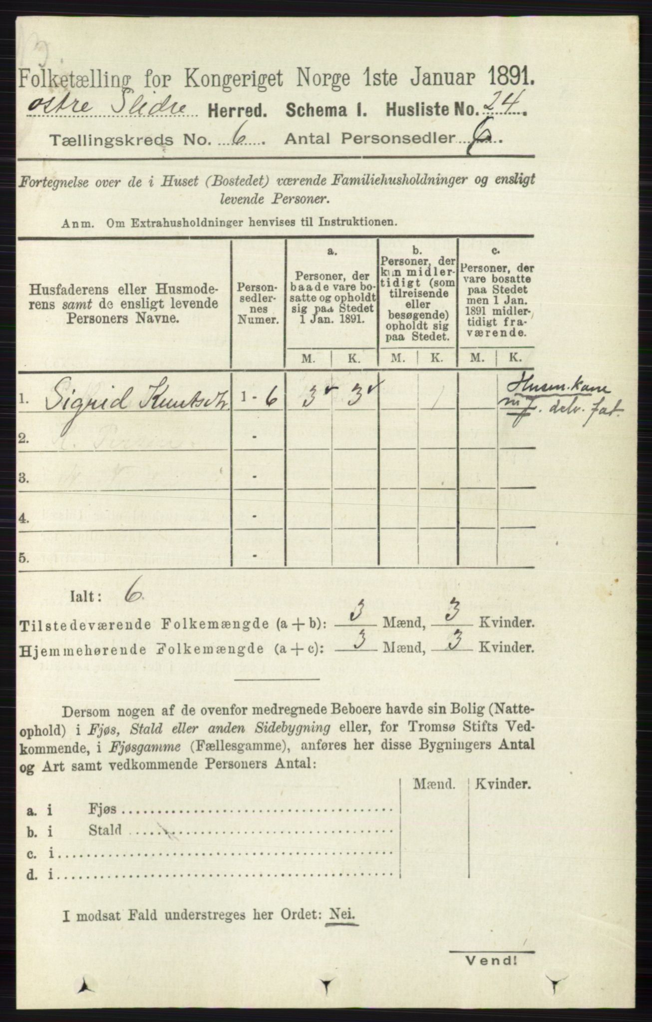 RA, 1891 census for 0544 Øystre Slidre, 1891, p. 1760