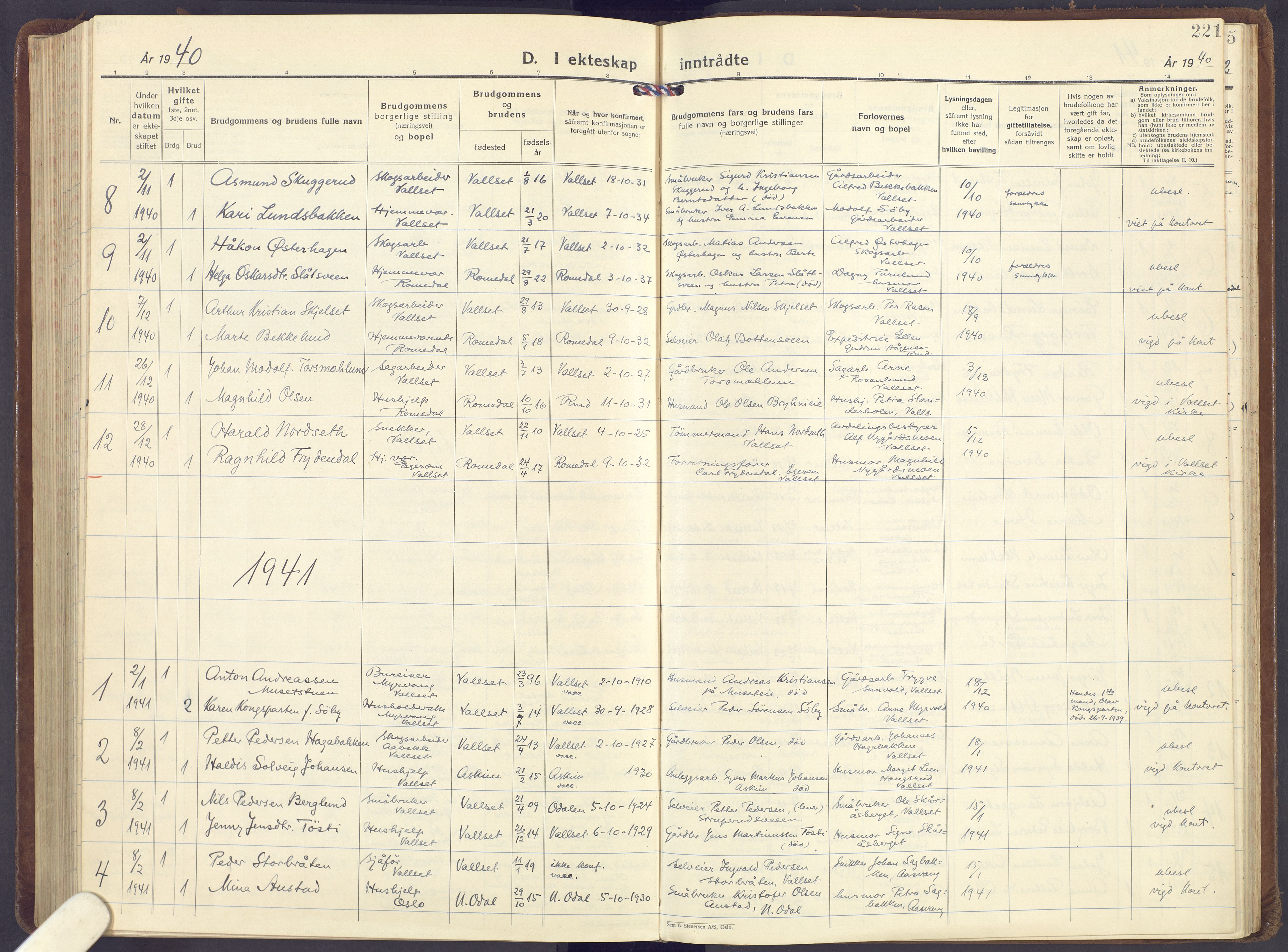 Romedal prestekontor, SAH/PREST-004/K/L0013: Parish register (official) no. 13, 1930-1949, p. 221